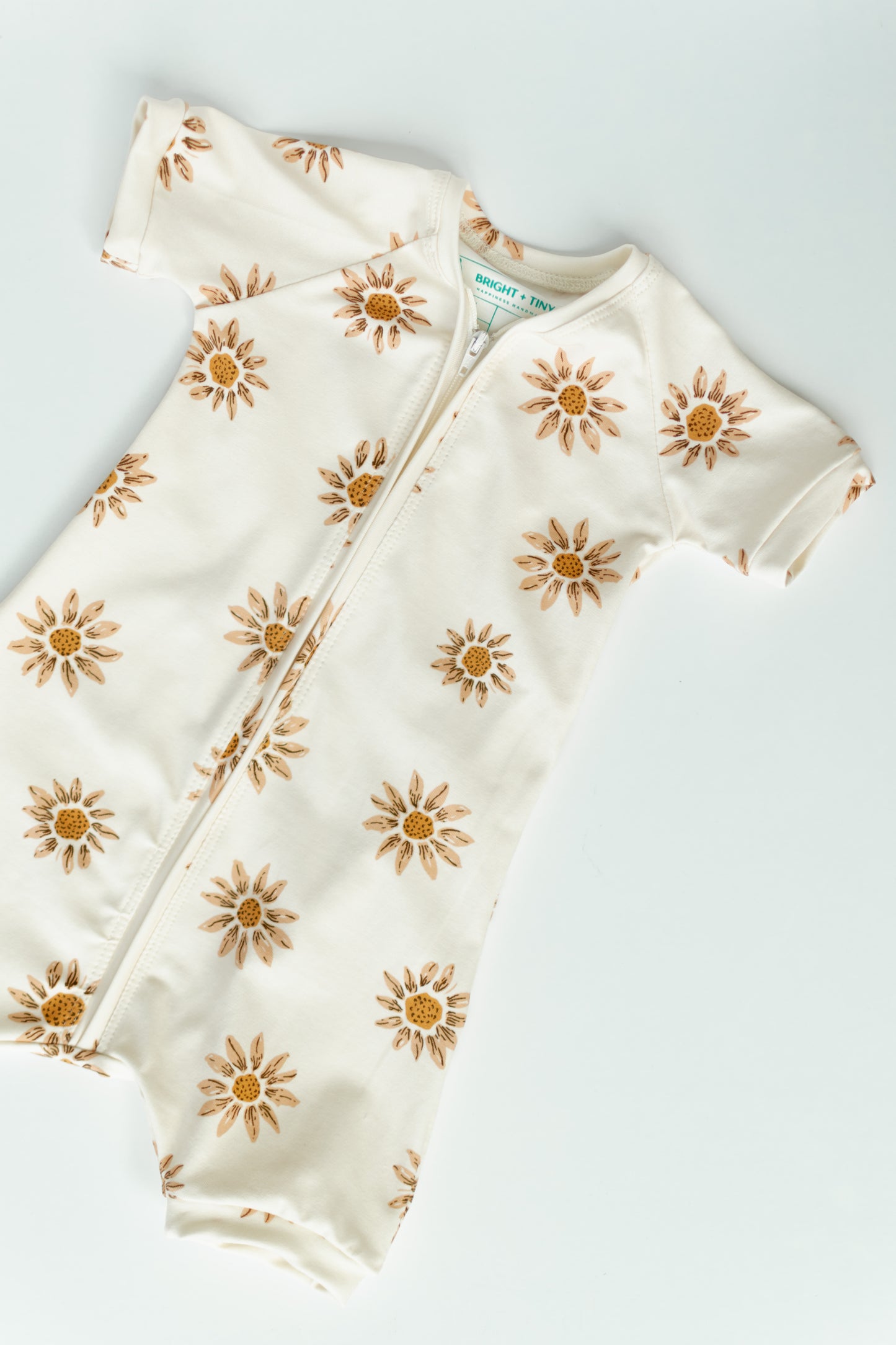 Sunflower Baby Zip Romper Outfit Short Sleeve One Piece Romper