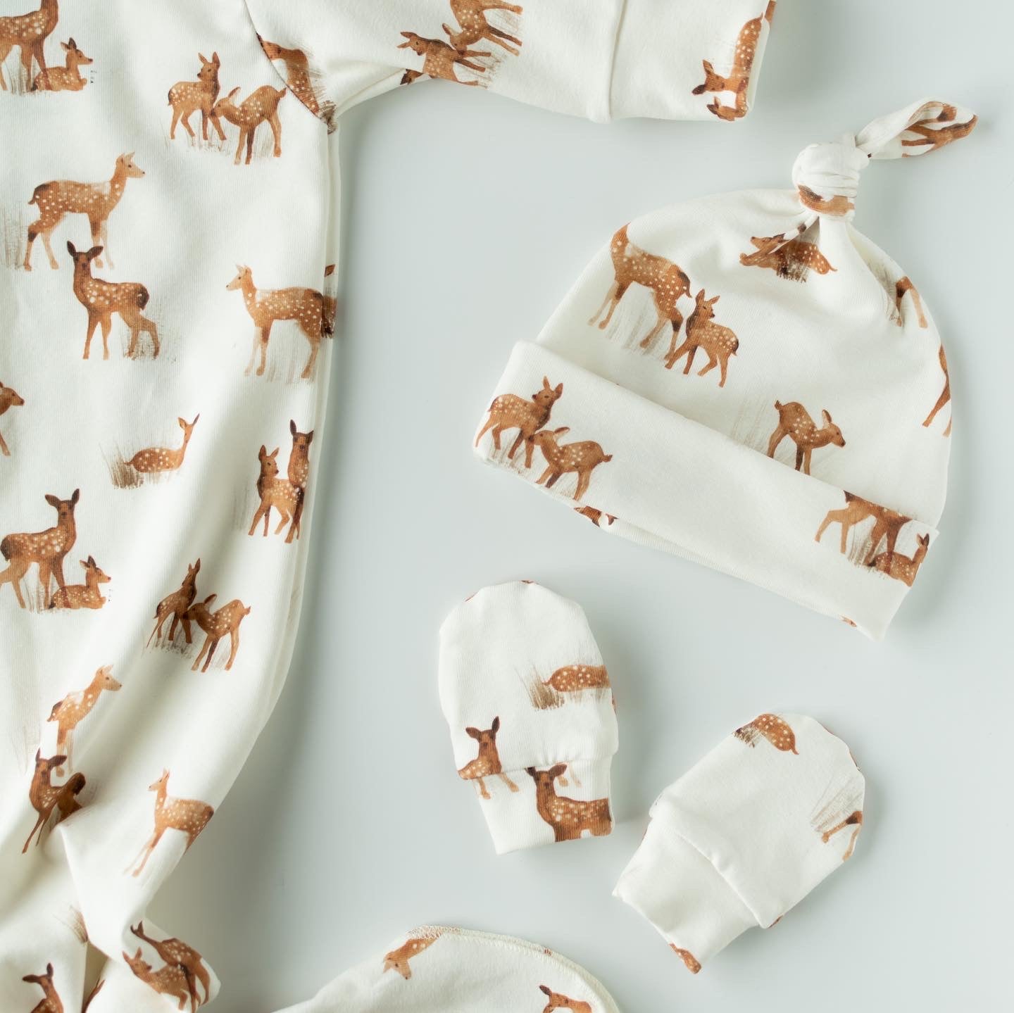 Deer Baby Knotted Gown and Hat Set