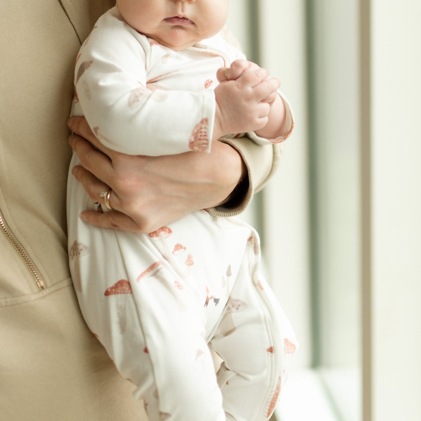 Mushroom Baby Zip Romper Outfit Long Sleeve One Piece Romper
