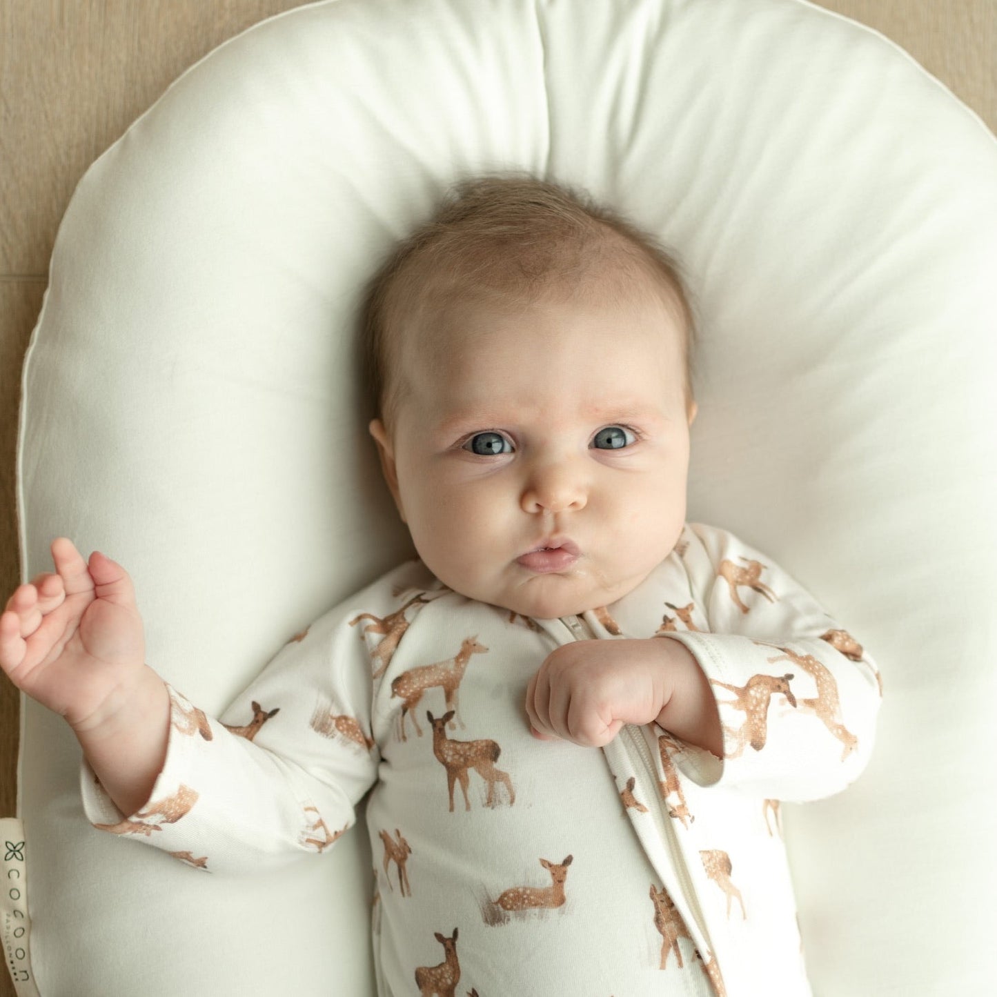 Organic Baby Zip Romper | Long Sleeve One Piece | Handmade in USA | Deer Print