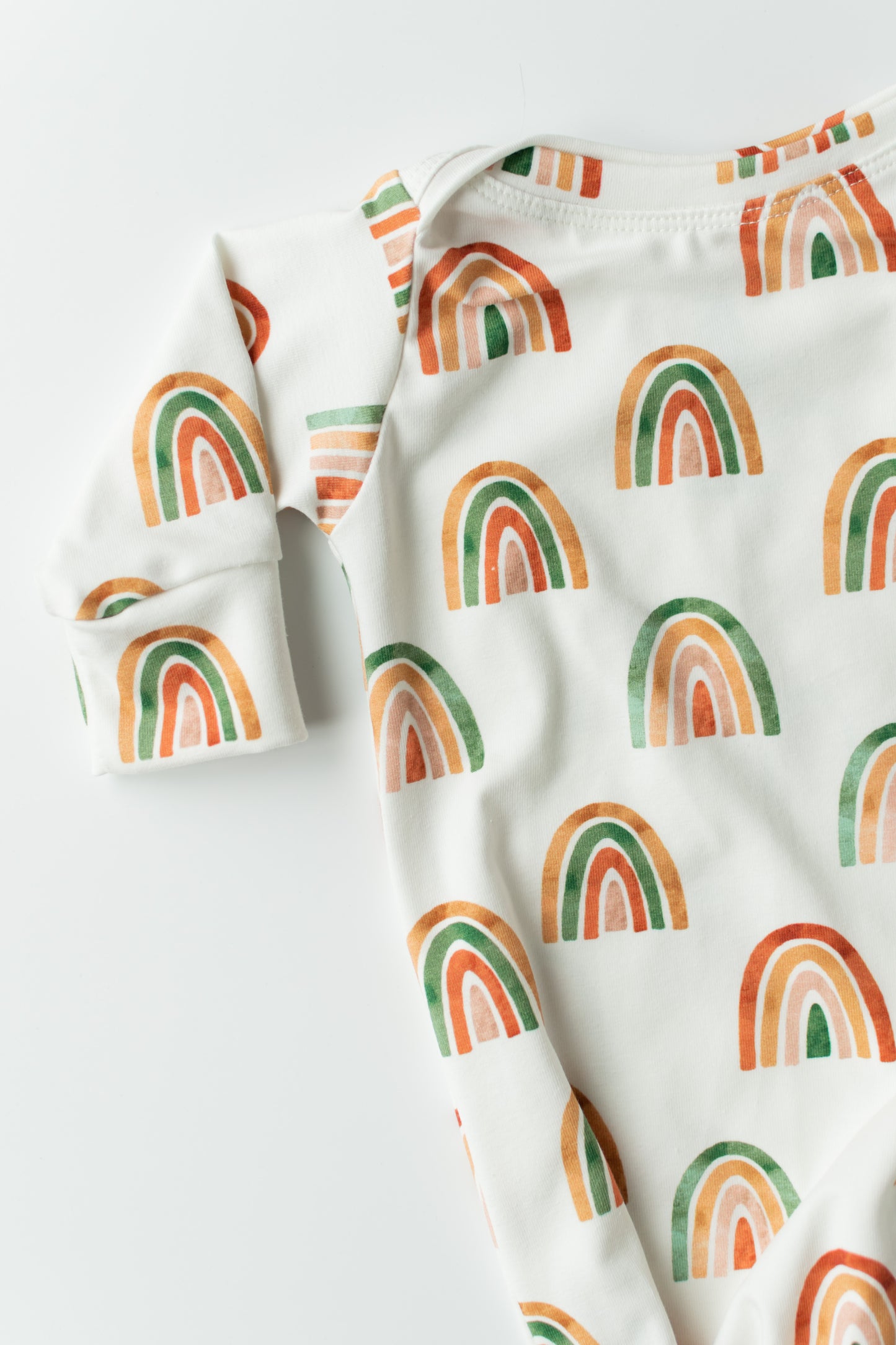 Rainbow Baby Knotted Gown and Hat Set