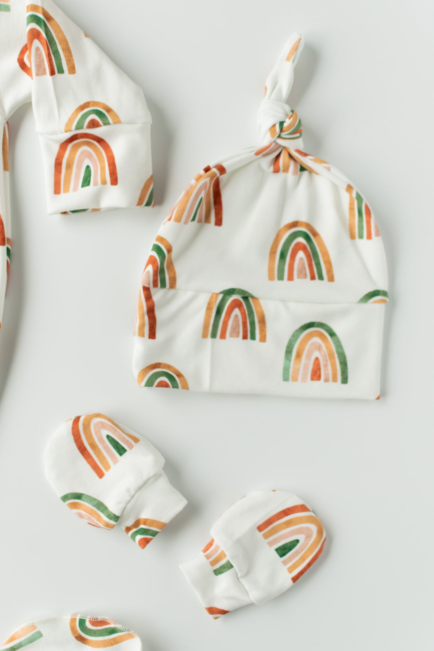 Rainbow Baby Knotted Gown and Hat Set