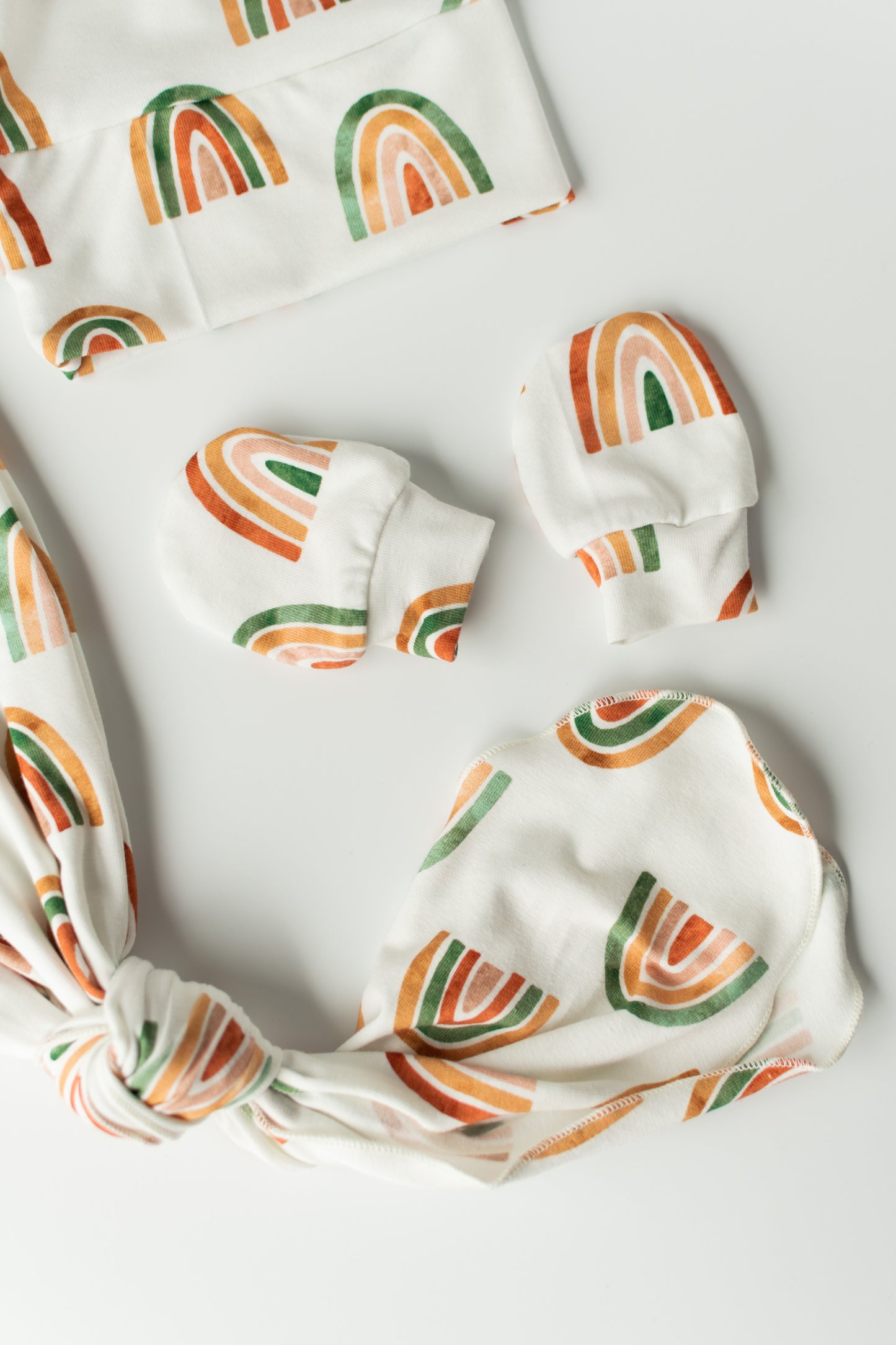 Rainbow Baby Knotted Gown and Hat Set