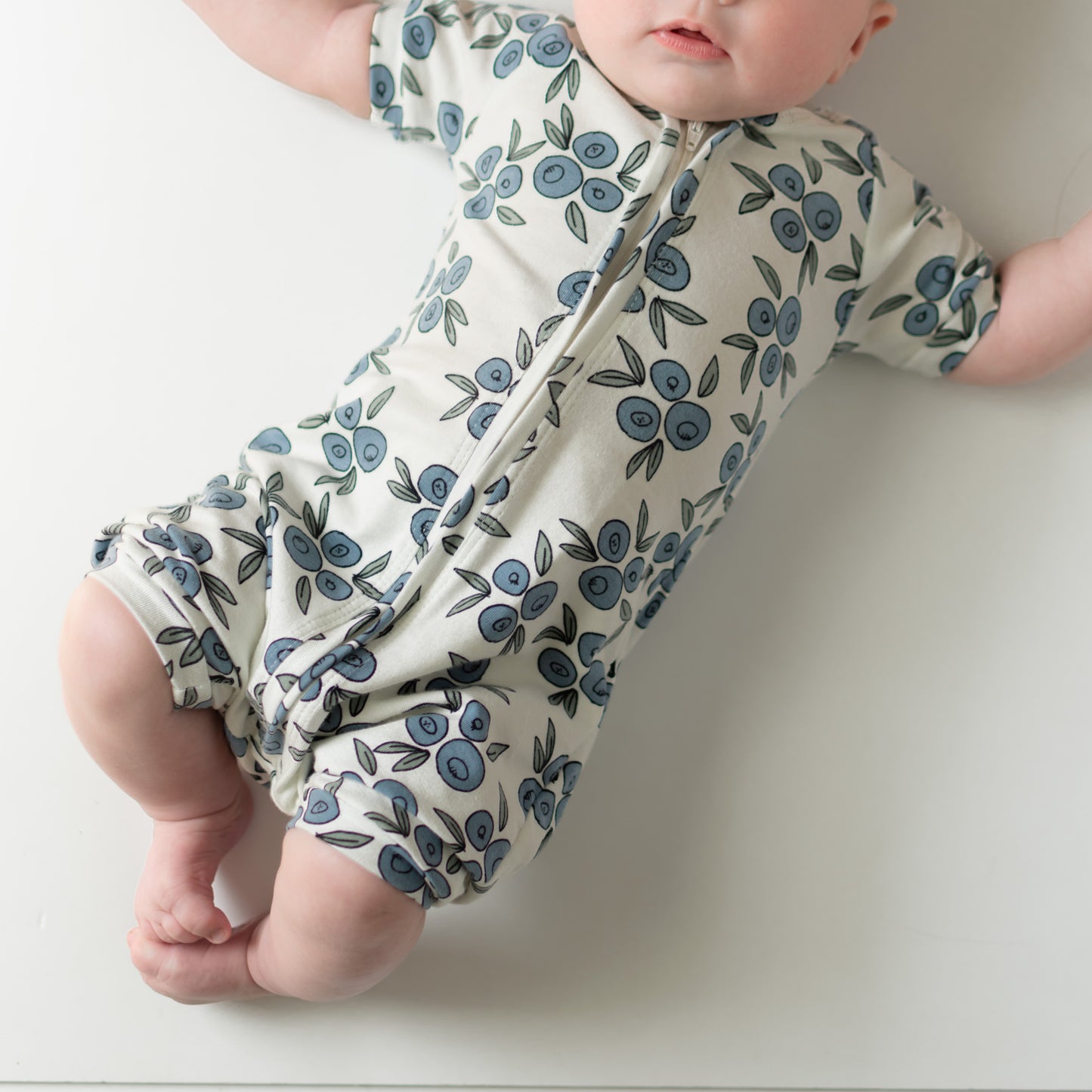 Blueberry Baby Zip Romper Outfit Short Sleeve One Piece Romper