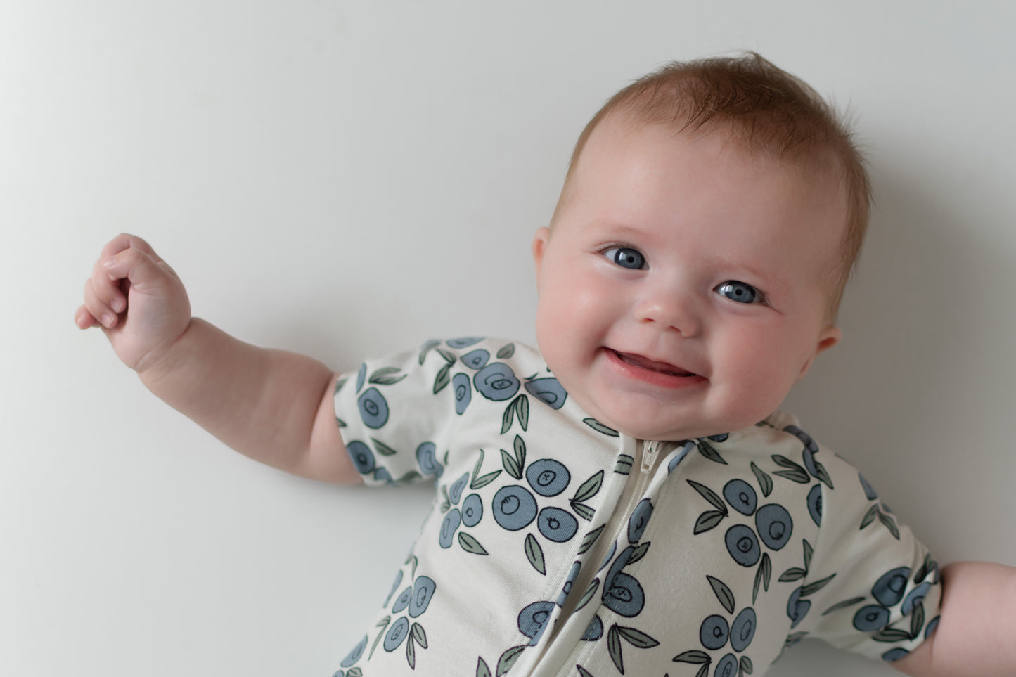Blueberry Baby Zip Romper Outfit Short Sleeve One Piece Romper