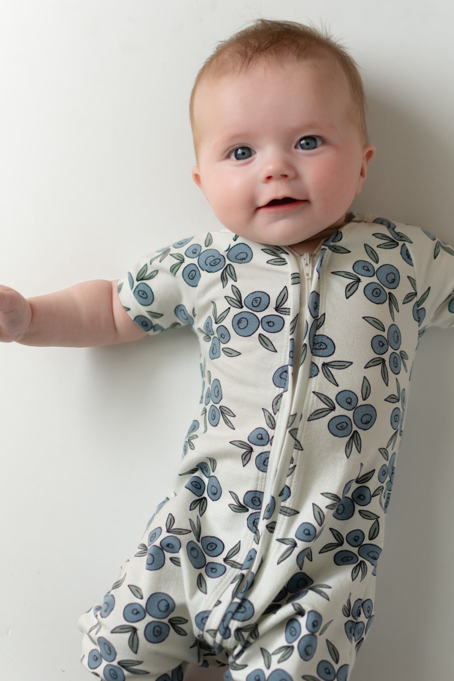 Blueberry Baby Zip Romper Outfit Short Sleeve One Piece Romper