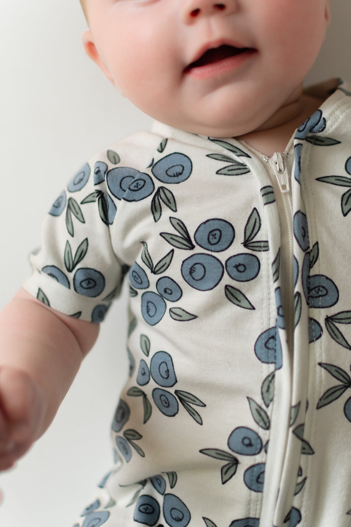 Blueberry Baby Zip Romper Outfit Short Sleeve One Piece Romper