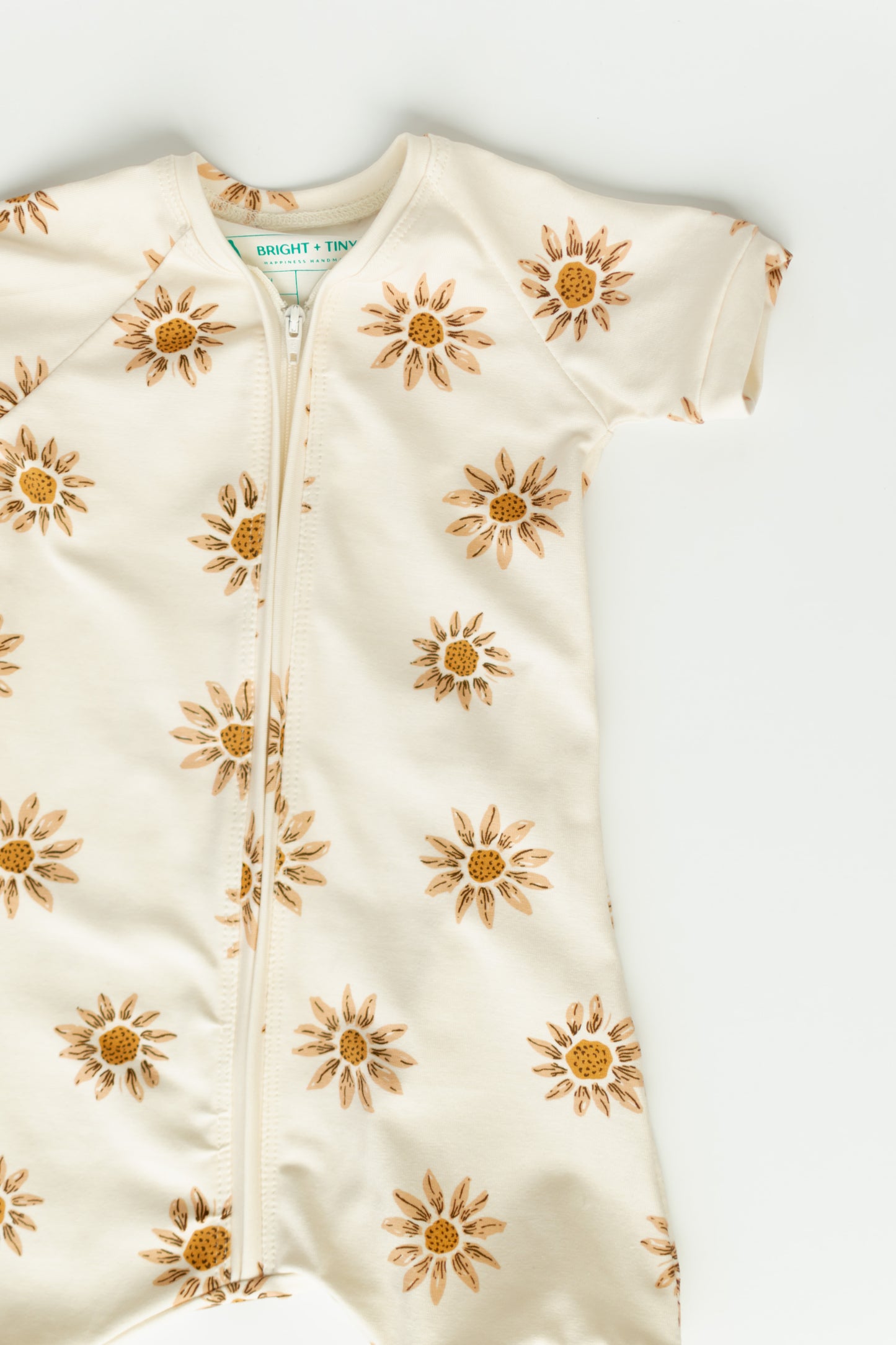 Sunflower Baby Zip Romper Outfit Short Sleeve One Piece Romper