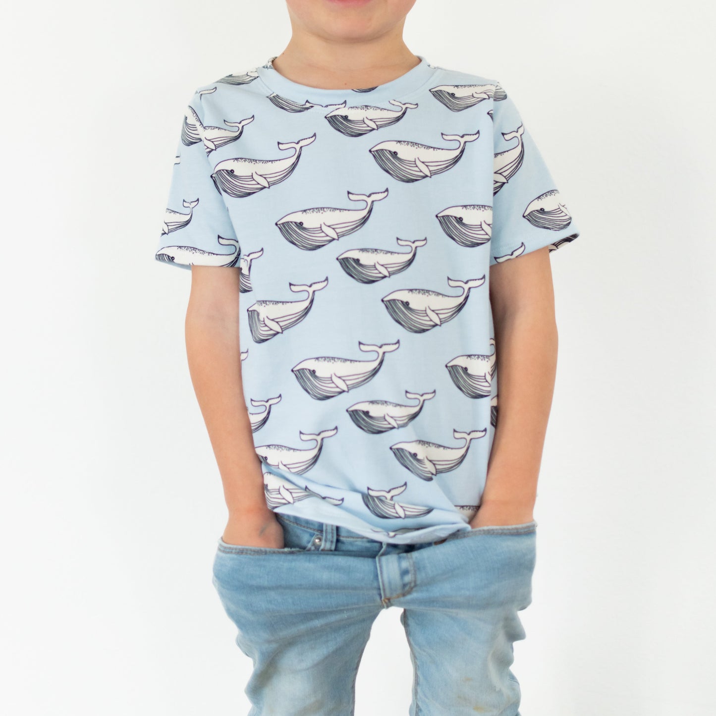 Baby Blue Whale T-shirt Long Length
