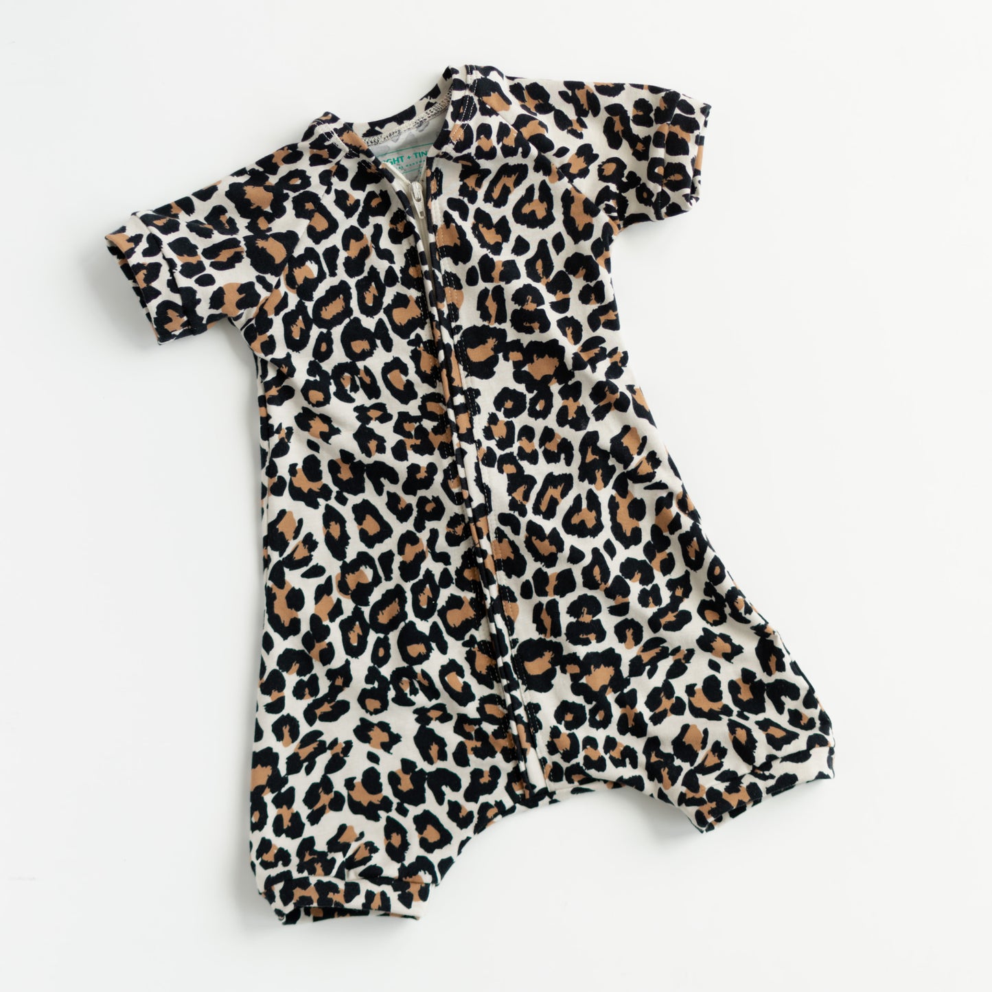 Leopard Print Baby Zip Romper Outfit Short Sleeve One Piece Romper
