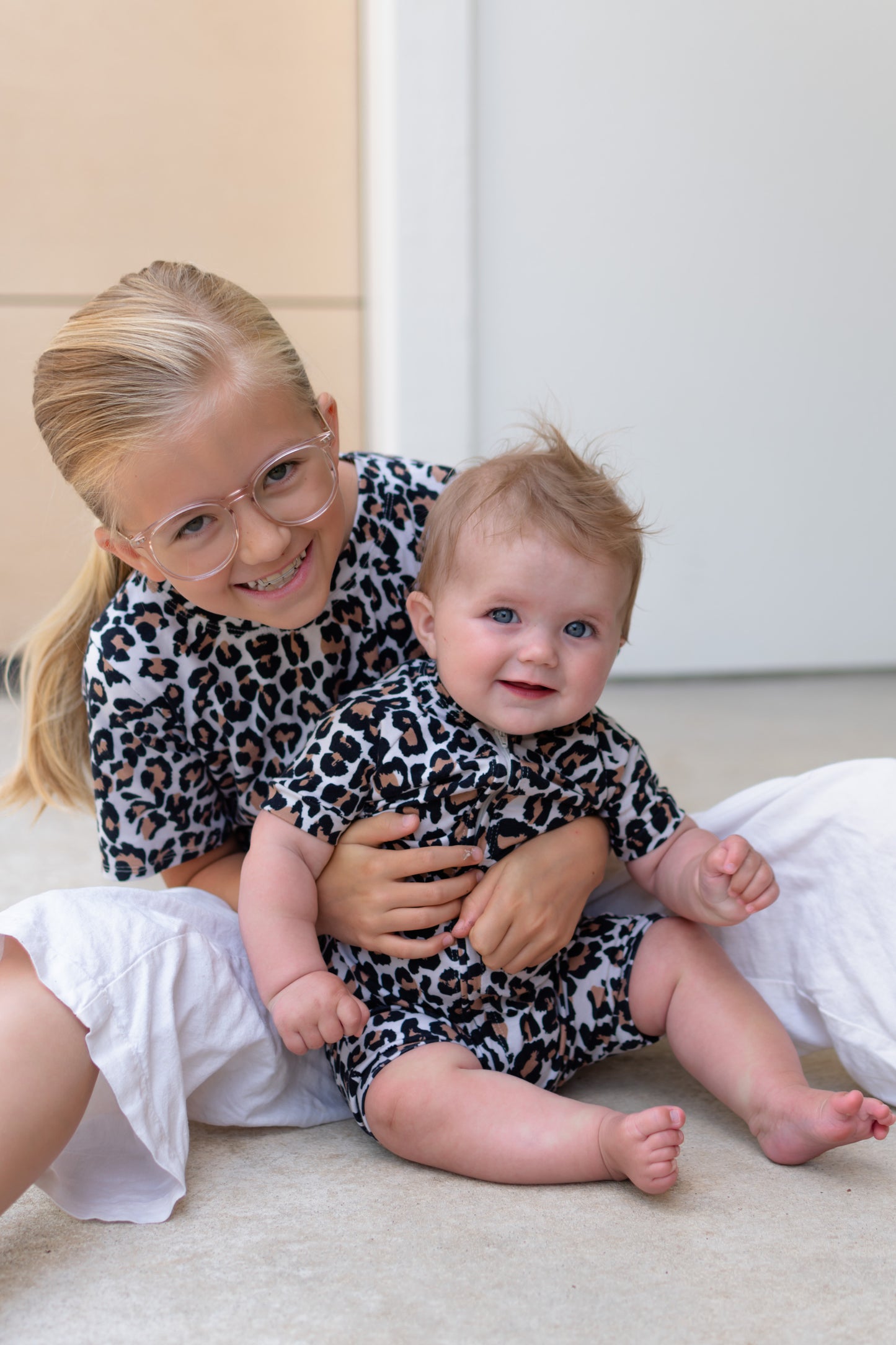 Leopard Print Baby Zip Romper Outfit Short Sleeve One Piece Romper