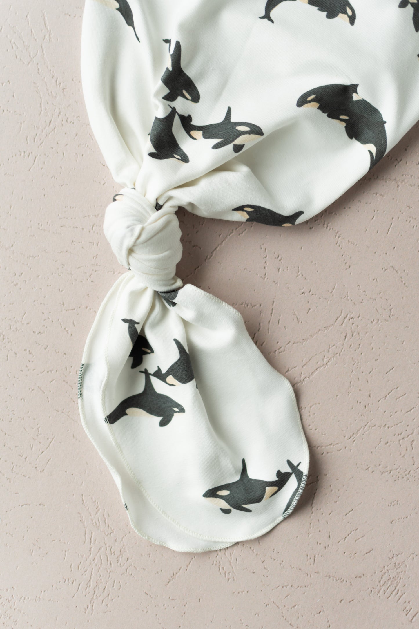 Orca Whale Baby Knotted Gown and Hat Set