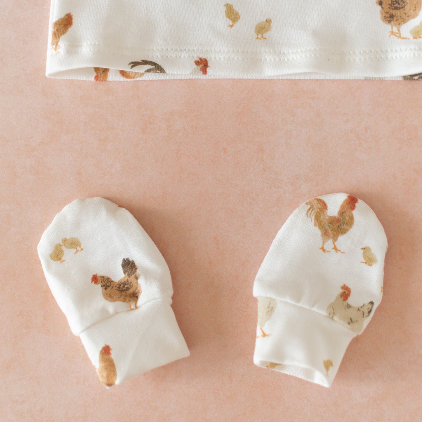 Chicken Baby Outfit Set Pants Shirt Hat and Mittens