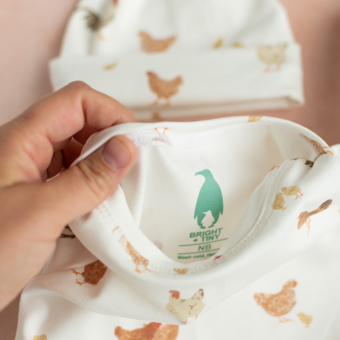 Chicken Baby Knotted Gown and Hat Set