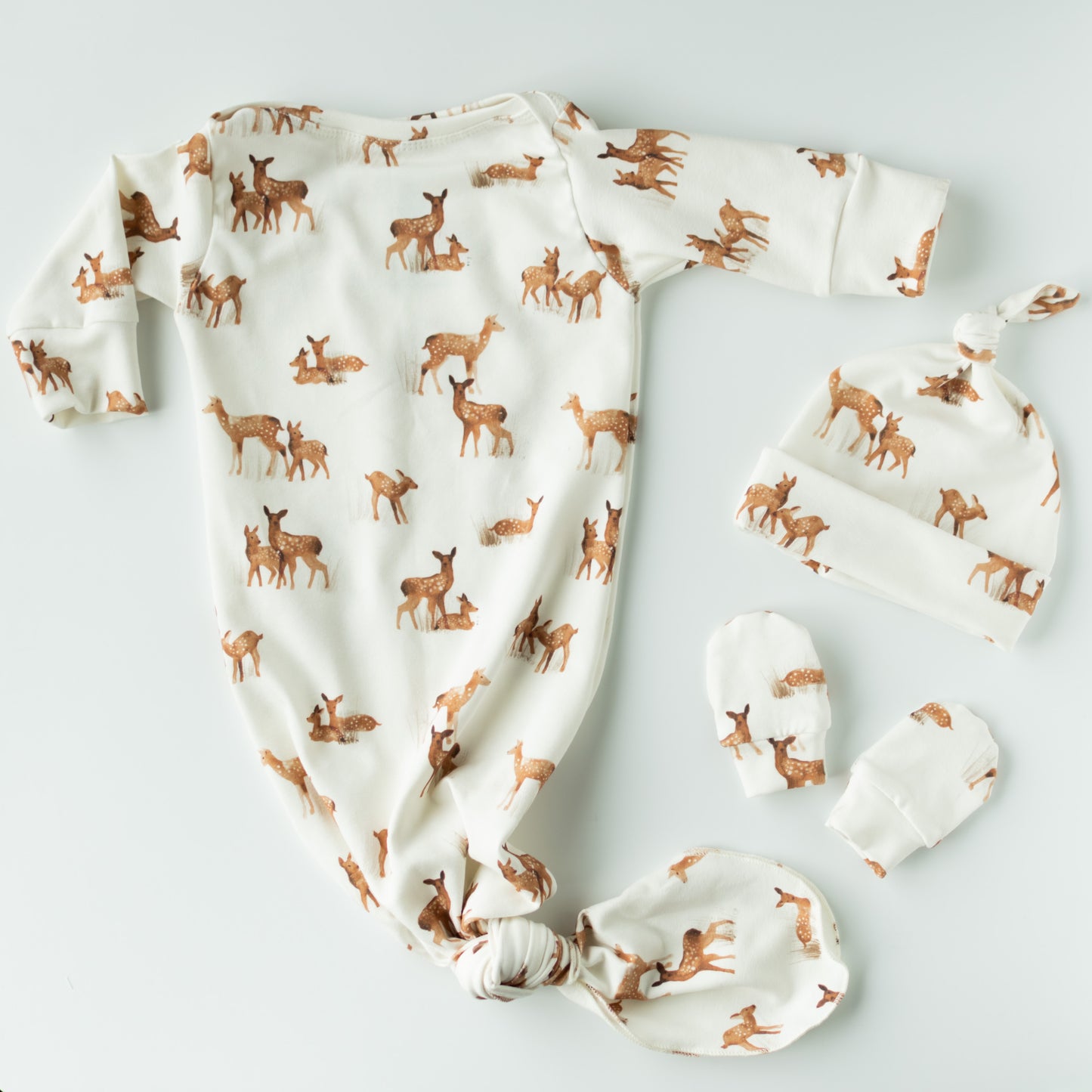 Deer Baby Knotted Gown and Hat Set