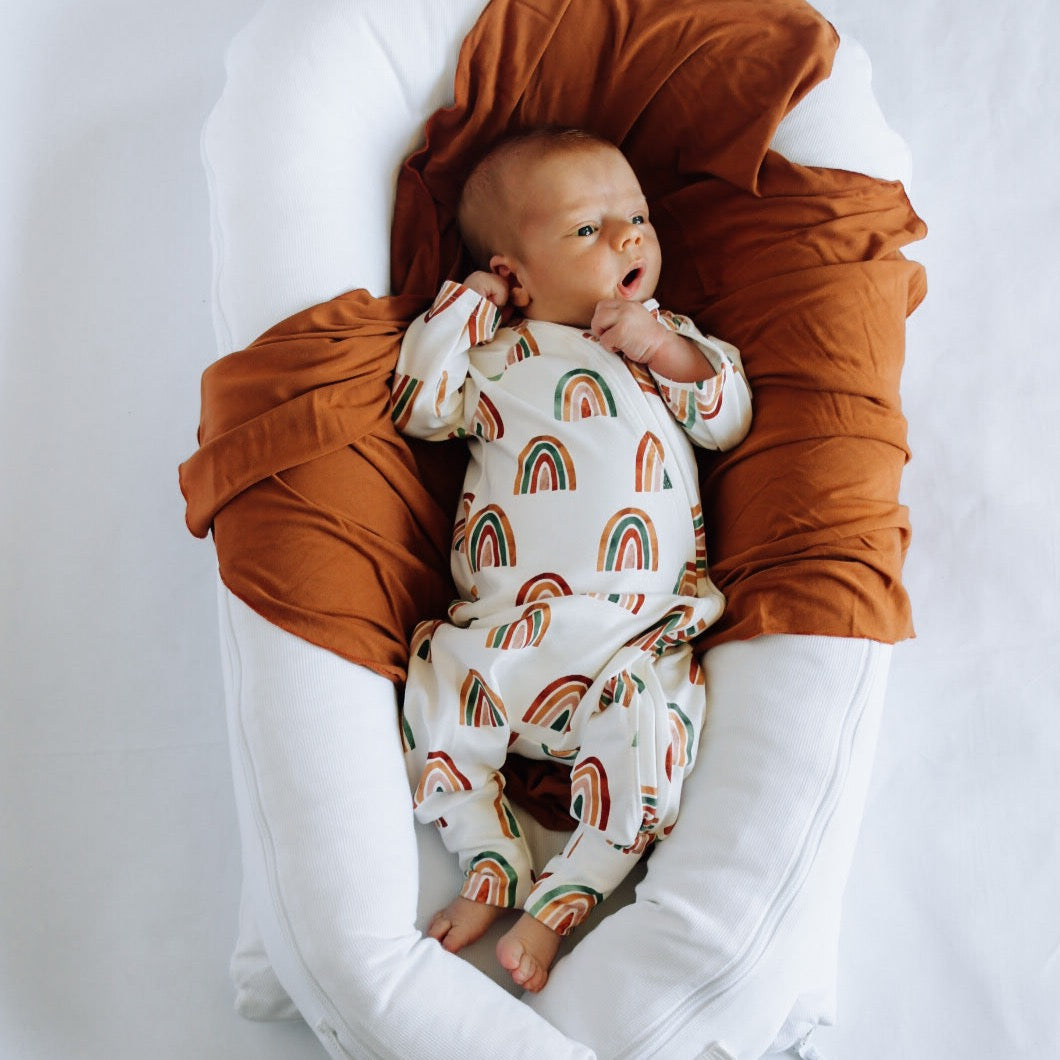 Rainbow Baby Zip Romper Outfit Long Sleeve One Piece Romper
