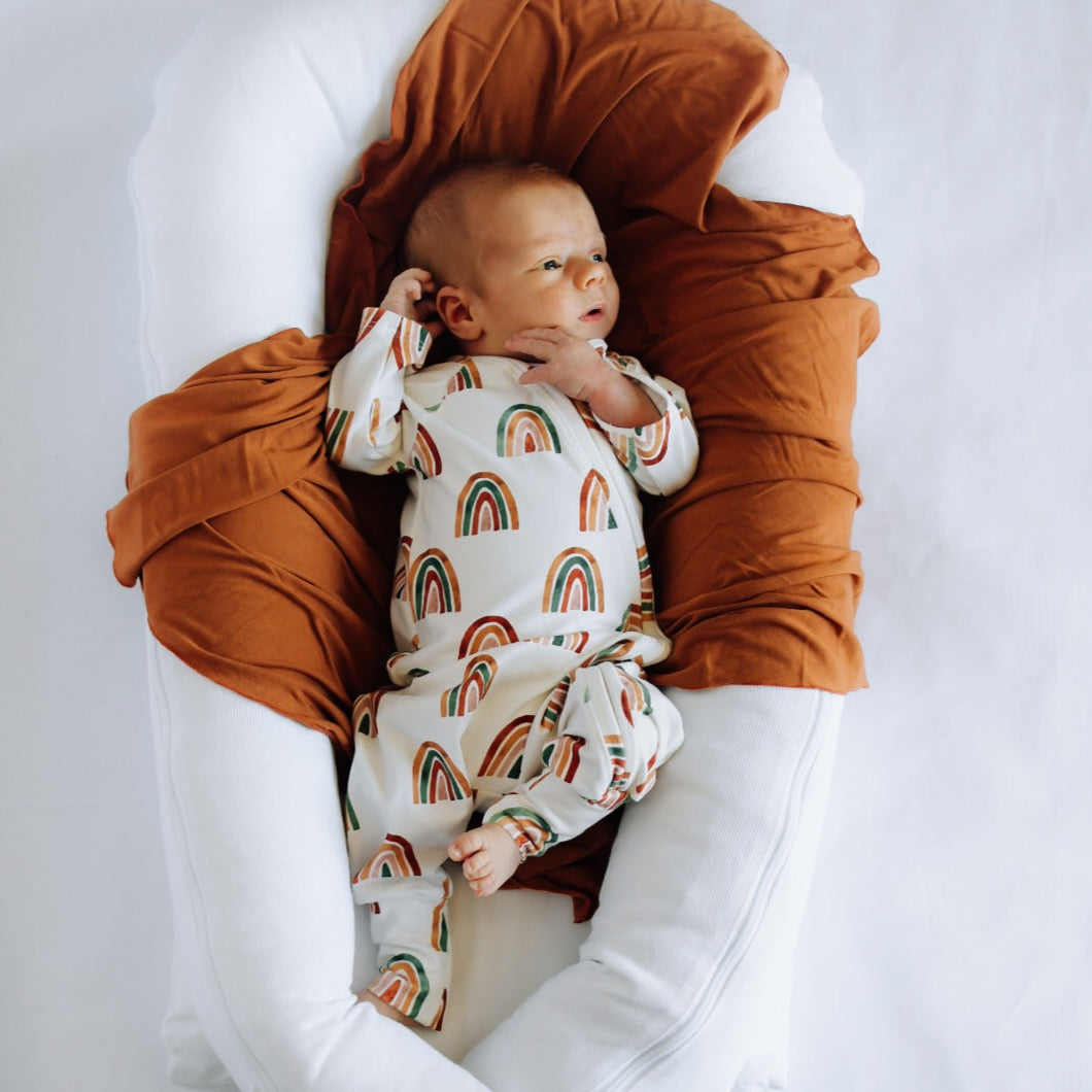 Rainbow Baby Zip Romper Outfit Long Sleeve One Piece Romper