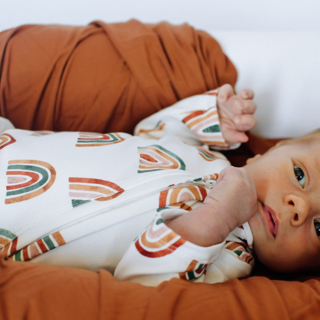 Rainbow Baby Zip Romper Outfit Long Sleeve One Piece Romper