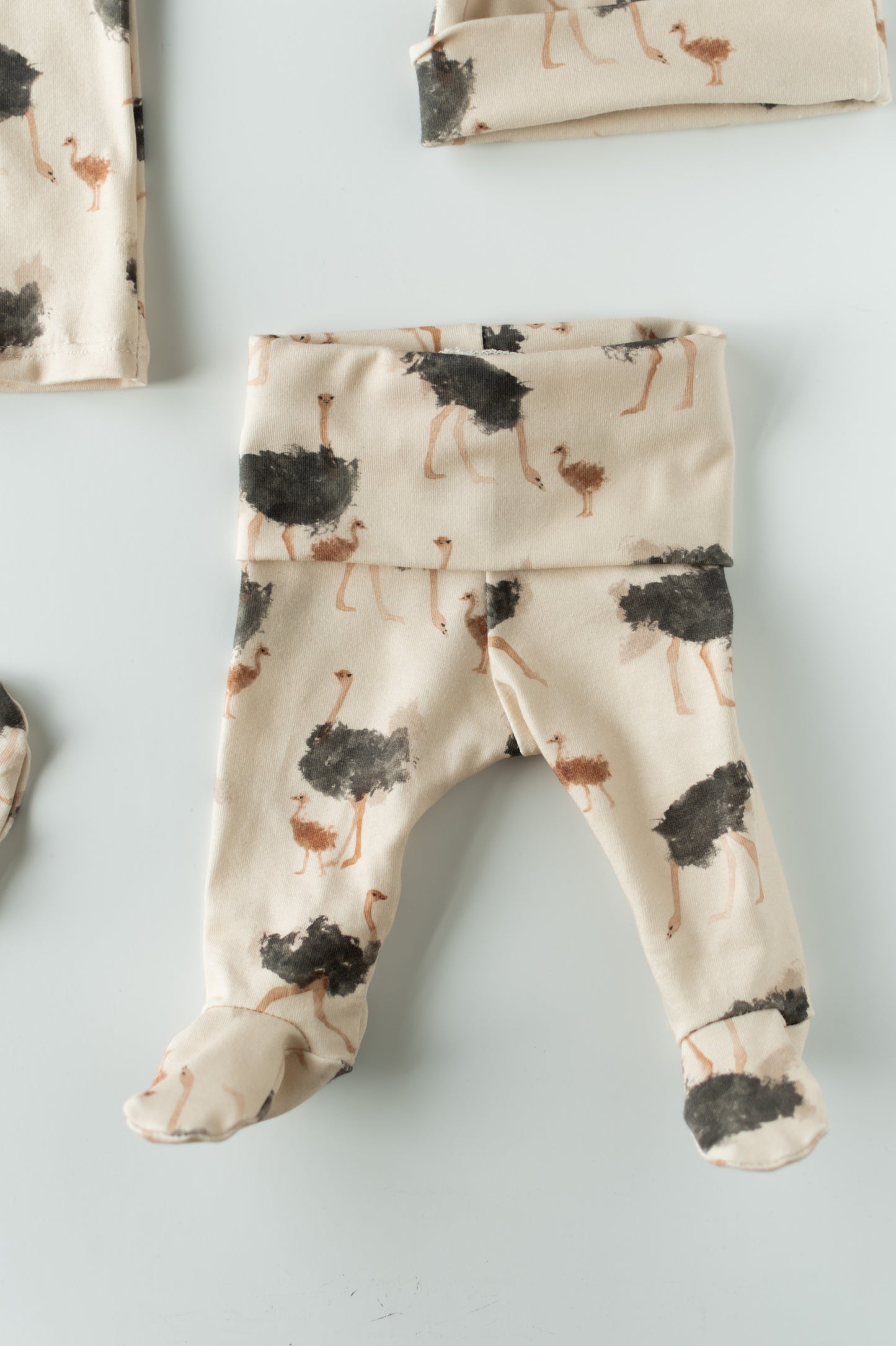 Ostrich Baby Outfit Set Pants Shirt Hat and Mittens