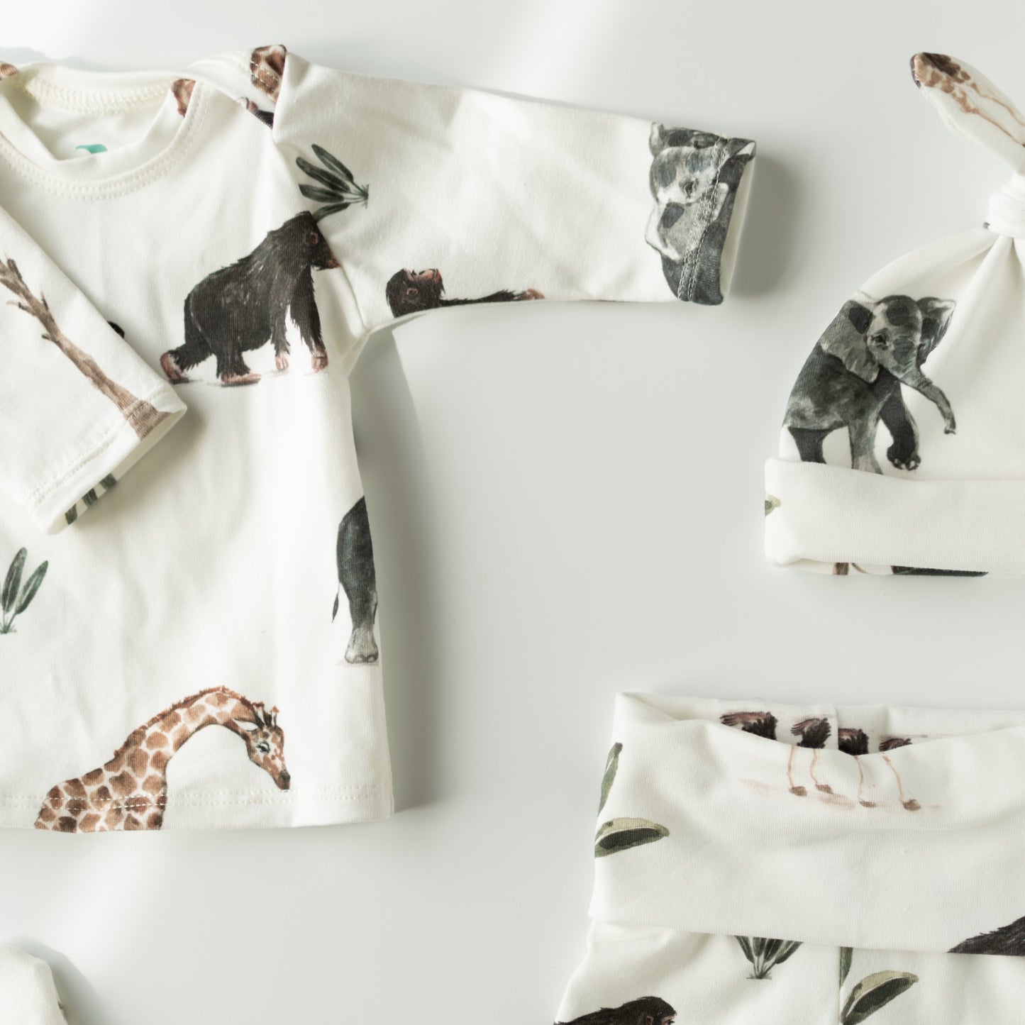 Safari Baby Outfit Set Pants Shirt Hat and Mittens
