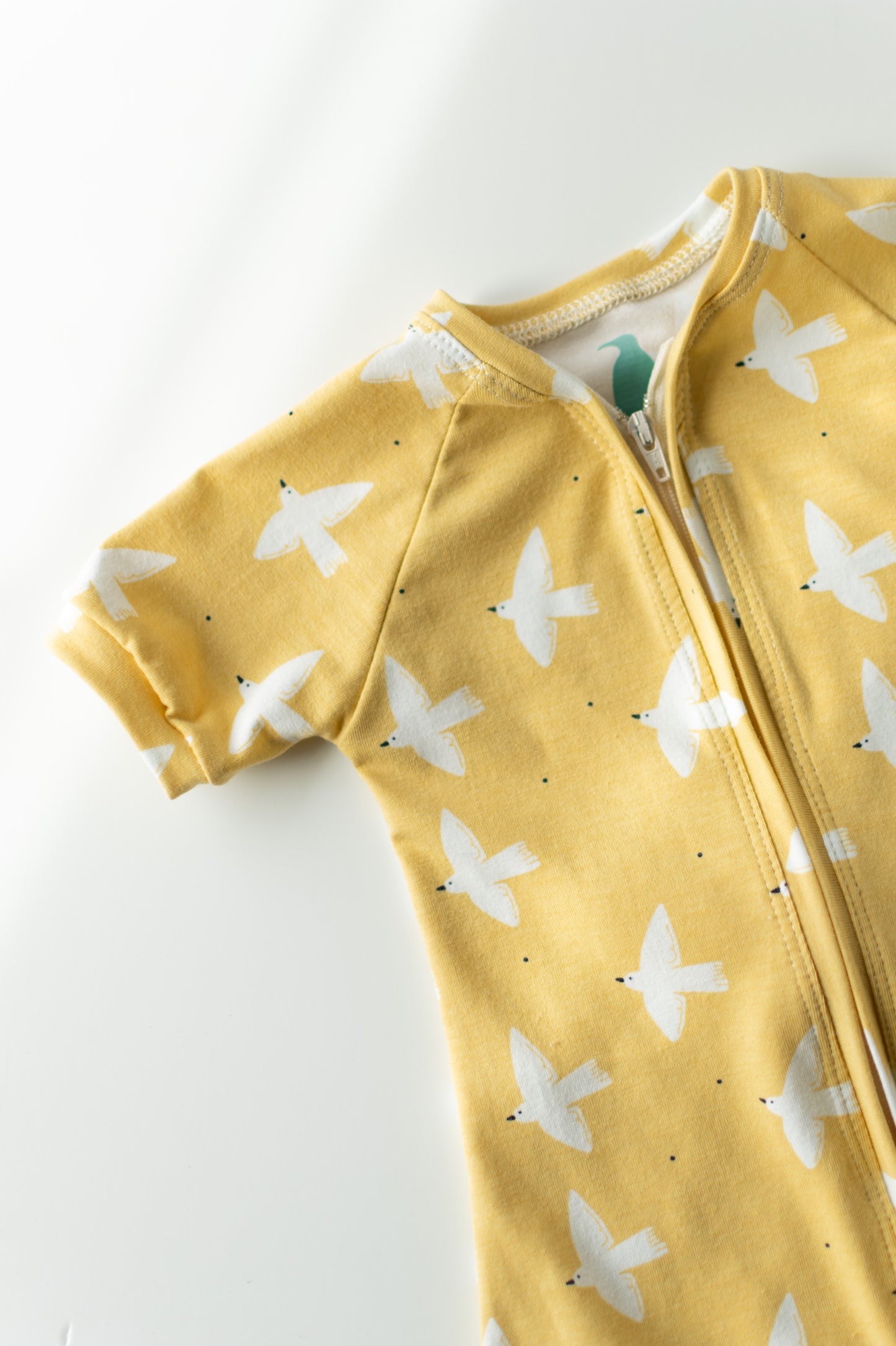 Yellow Dove Baby Zip Romper Outfit Short Sleeve One Piece Romper