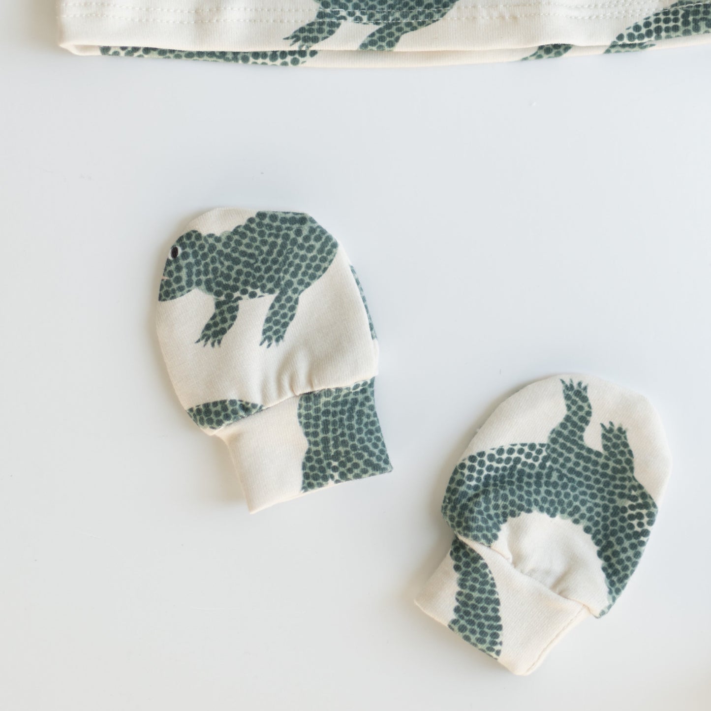 Crocodile Baby Outfit Set Pants Shirt Hat and Mittens
