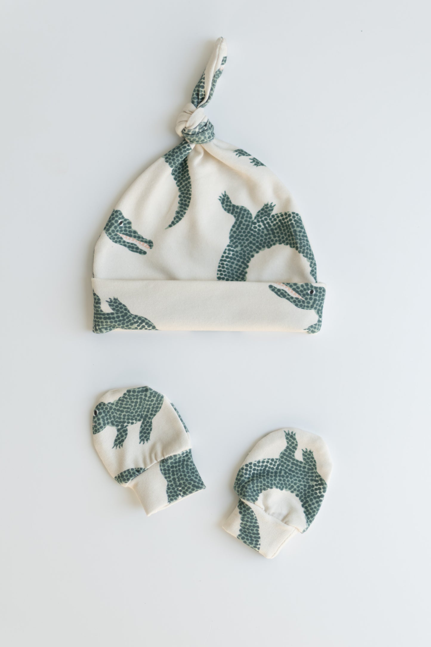 Crocodile Baby Knotted Gown and Hat Set