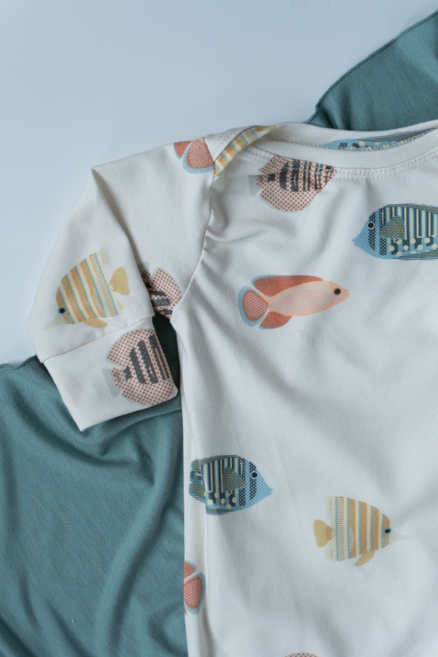 Colorful Fish Baby Knotted Gown and Hat Set