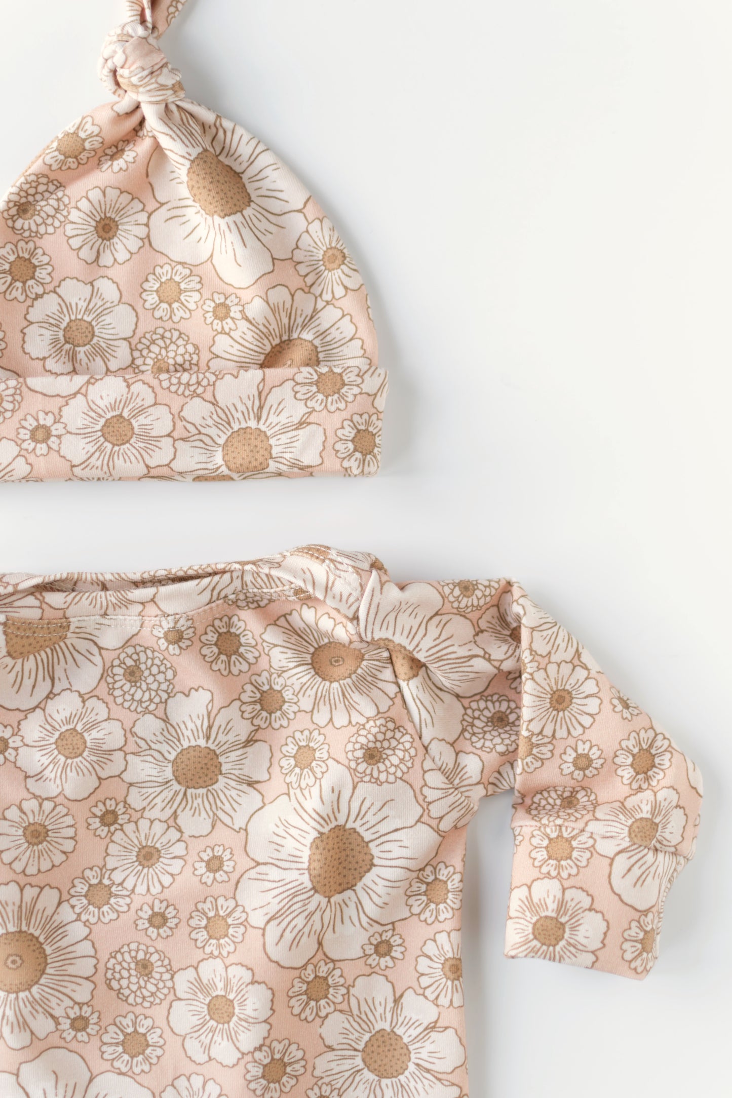 Flower Baby Knotted Gown and Hat Set