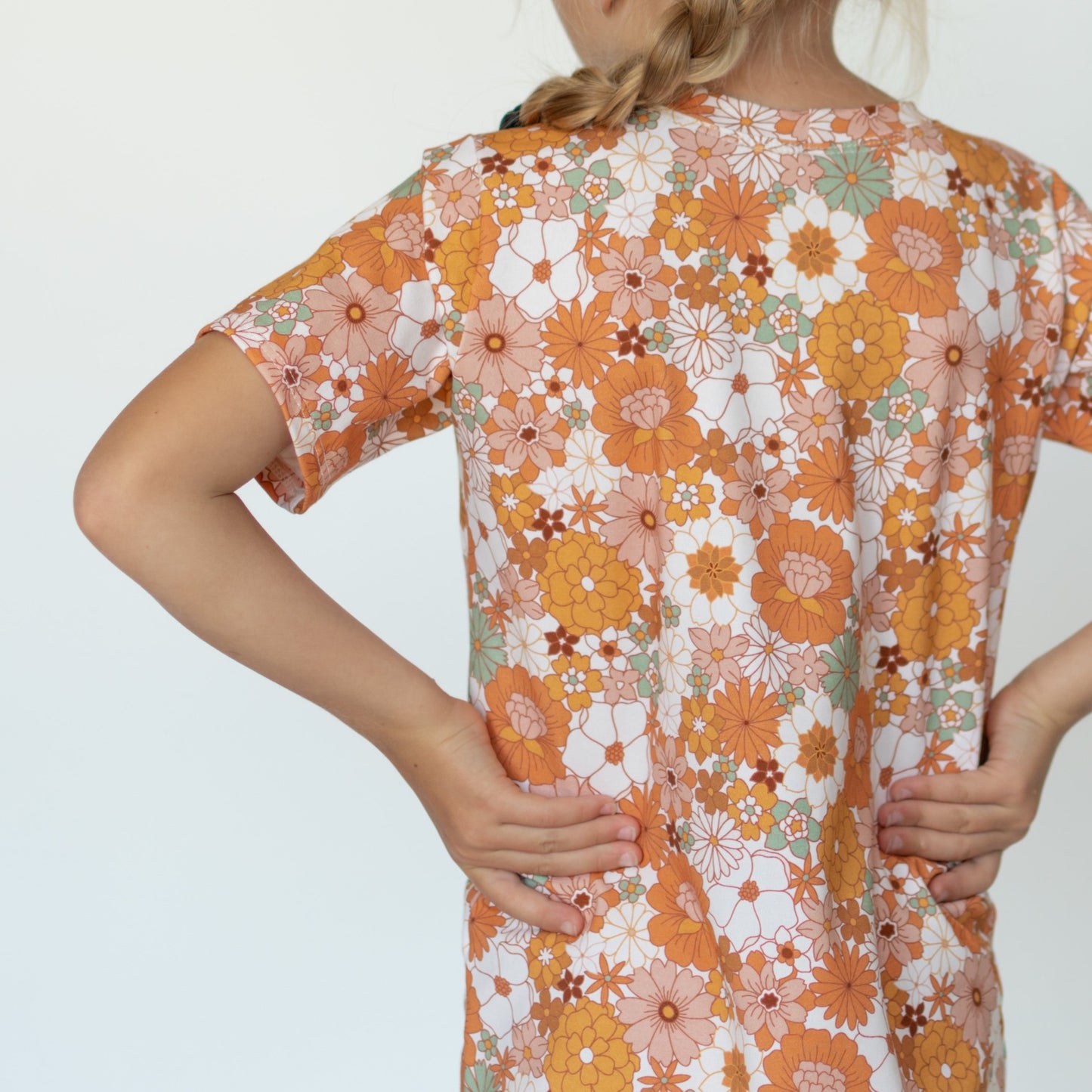 Orange Flower T-shirt Long Length