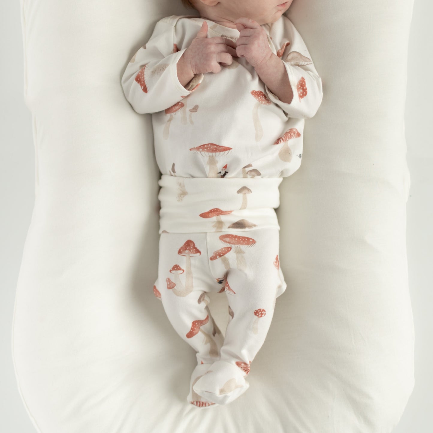 Mushroom Baby Outfit Set Pants Shirt Hat and Mittens