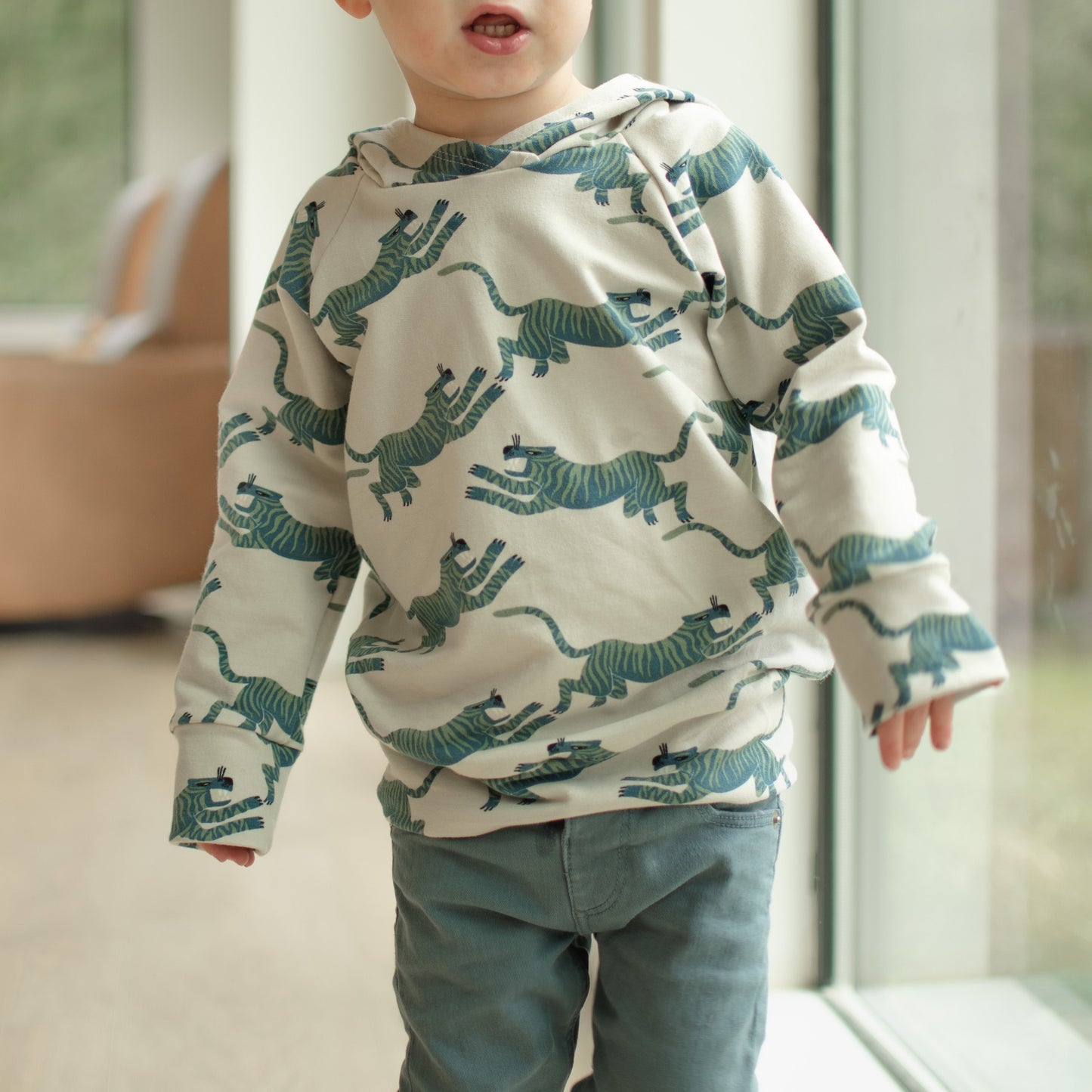 Blue Tiger Print Sweatshirt