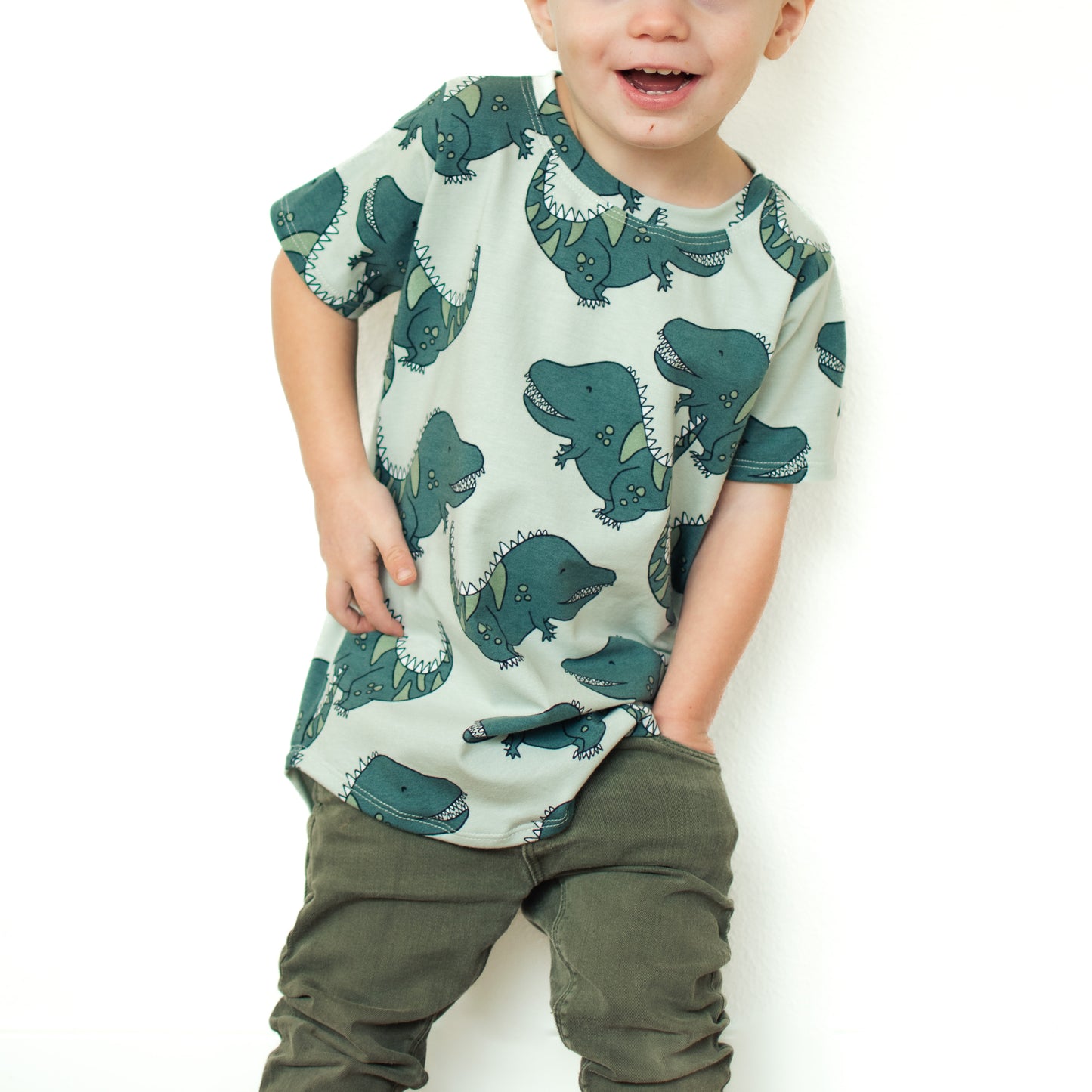 Green Dinosaur T-shirt Long Length