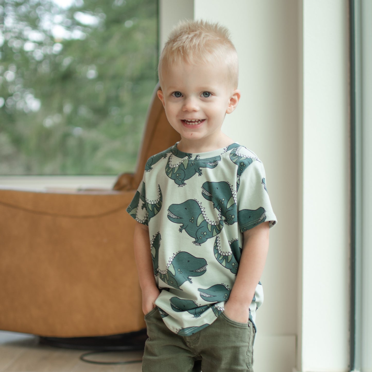 Green Dinosaur T-shirt Long Length
