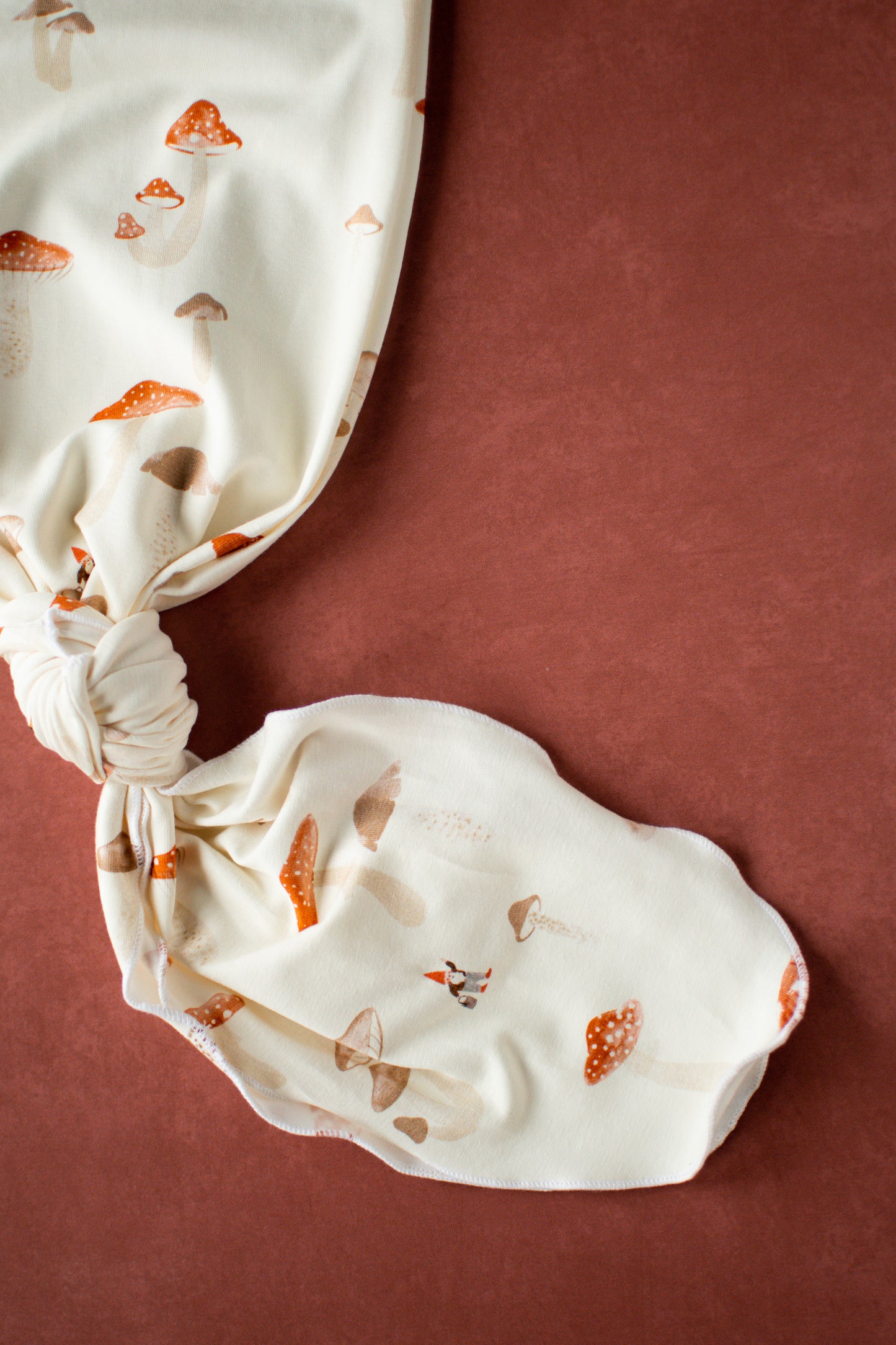 Mushroom Baby Knotted Gown and Hat Set