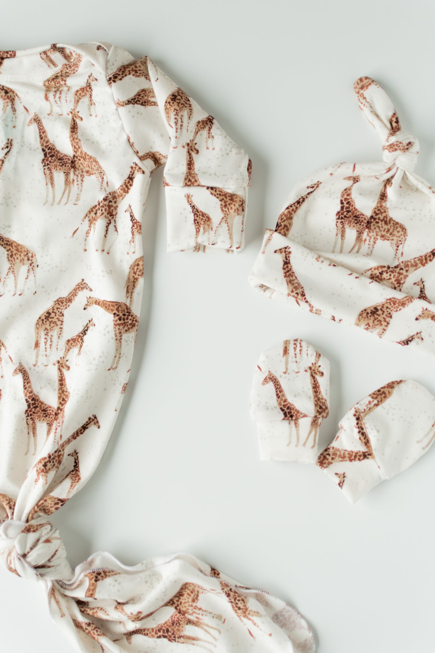Giraffe Baby Knotted Gown and Hat Set