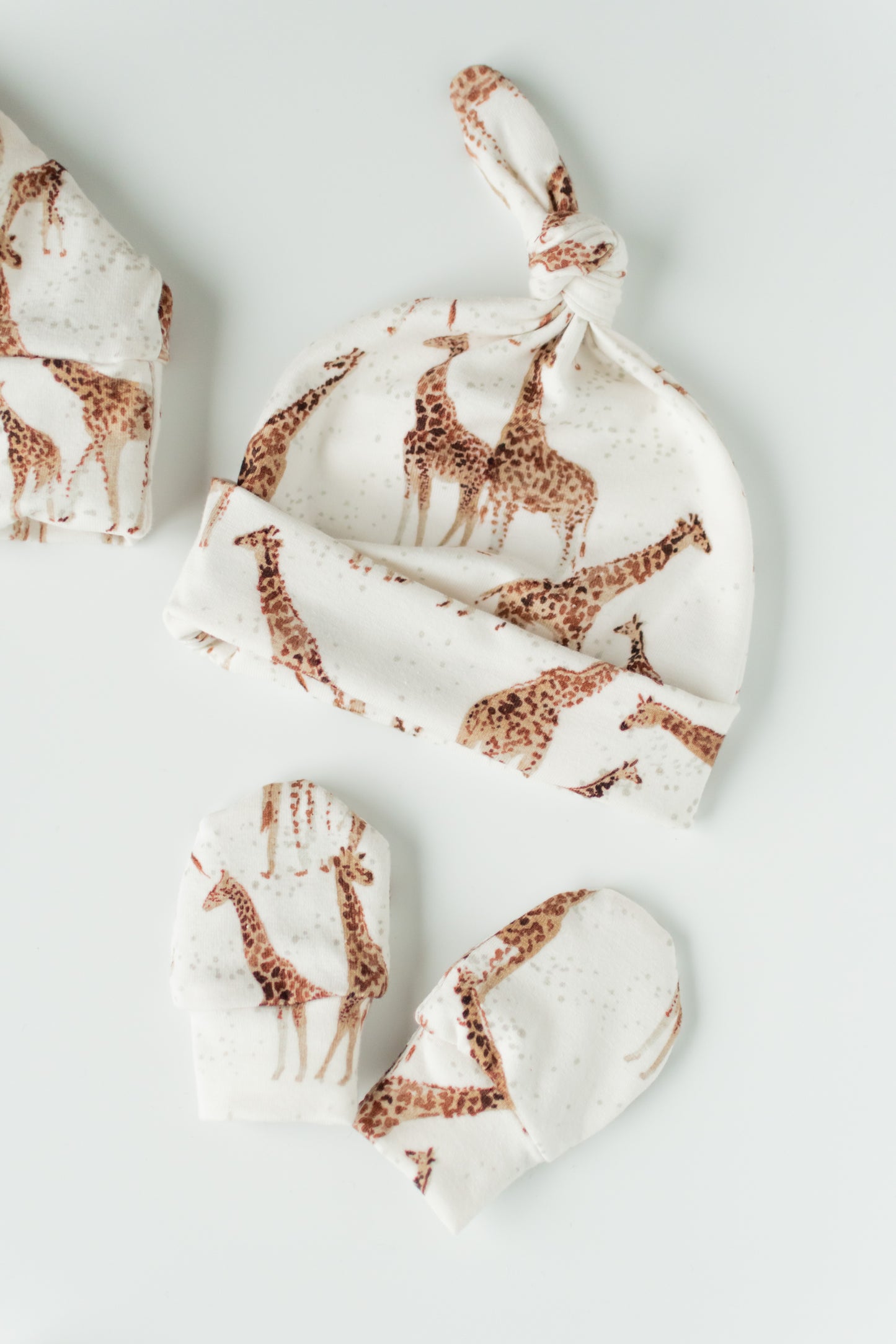 Giraffe Baby Knotted Gown and Hat Set