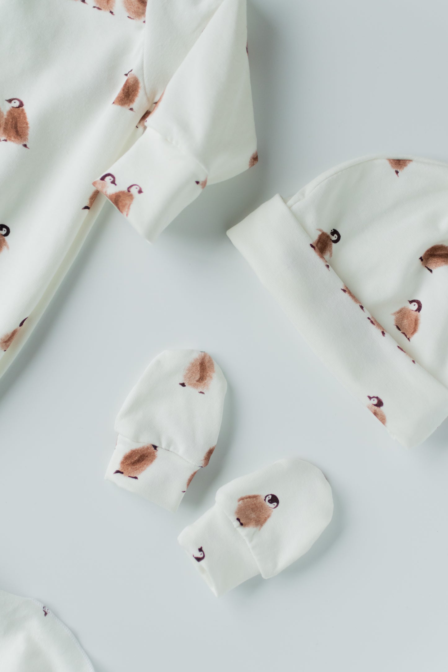 Penguin Baby Knotted Gown and Hat Set