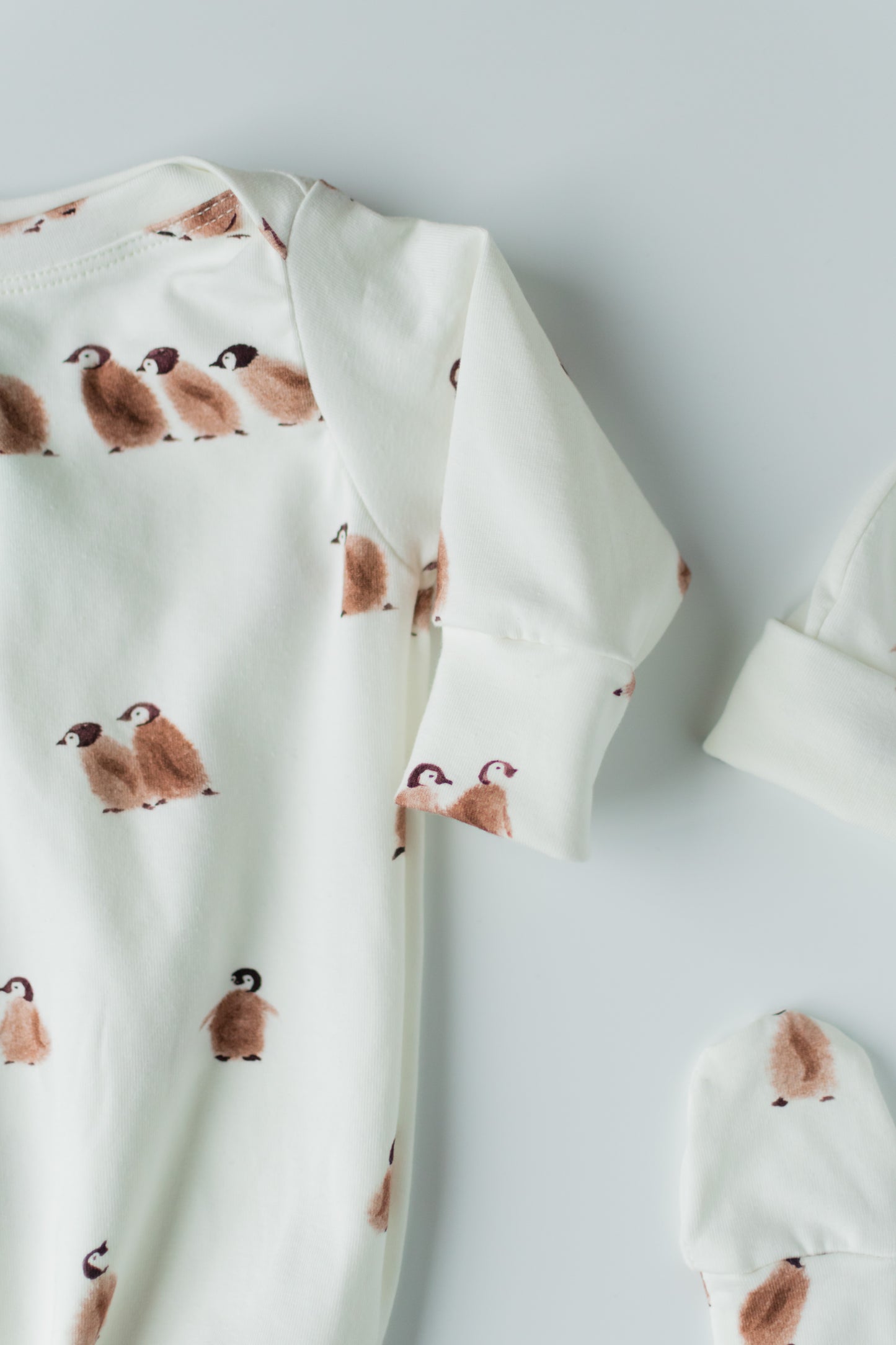 Penguin Baby Knotted Gown and Hat Set