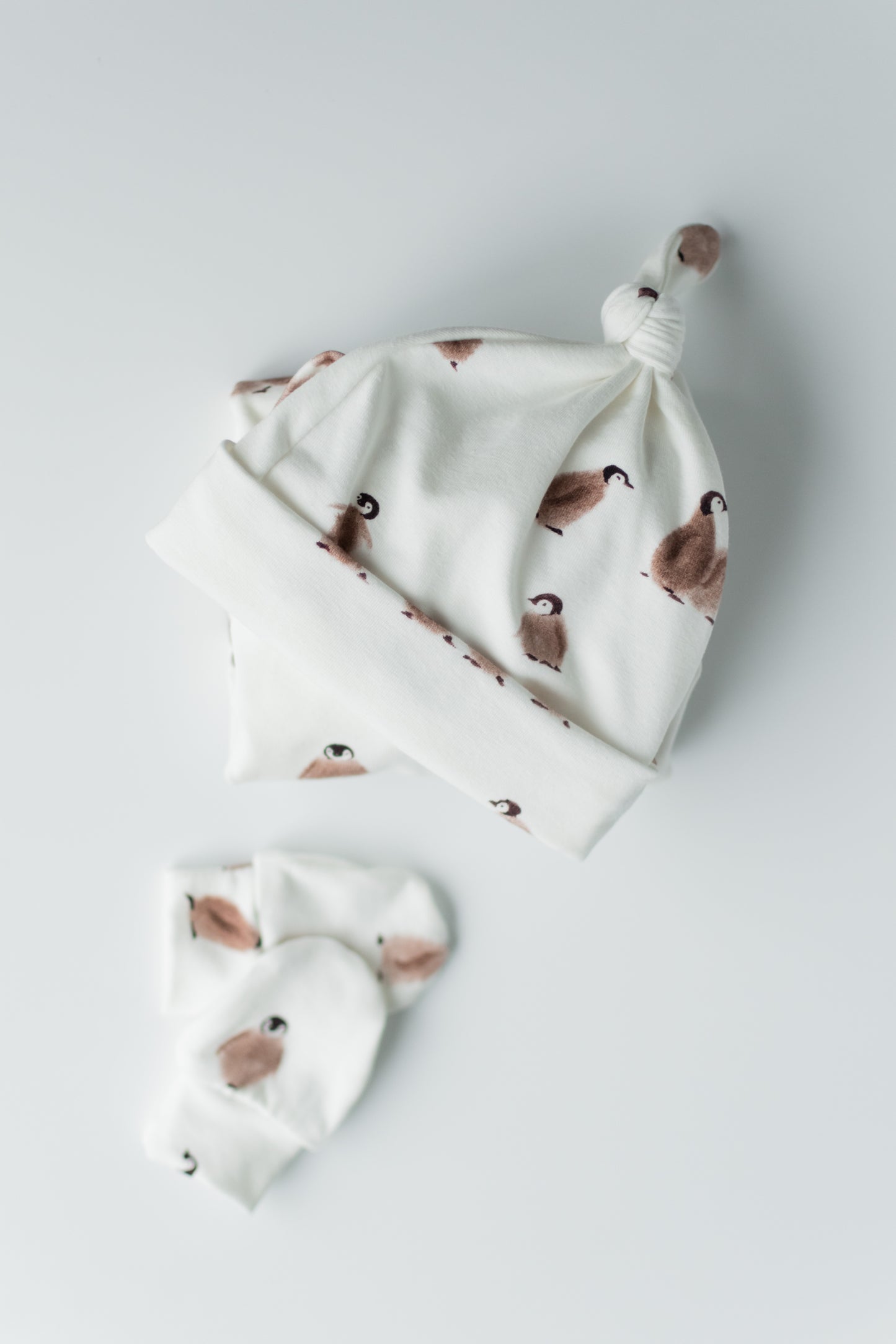 Penguin Baby Knotted Gown and Hat Set