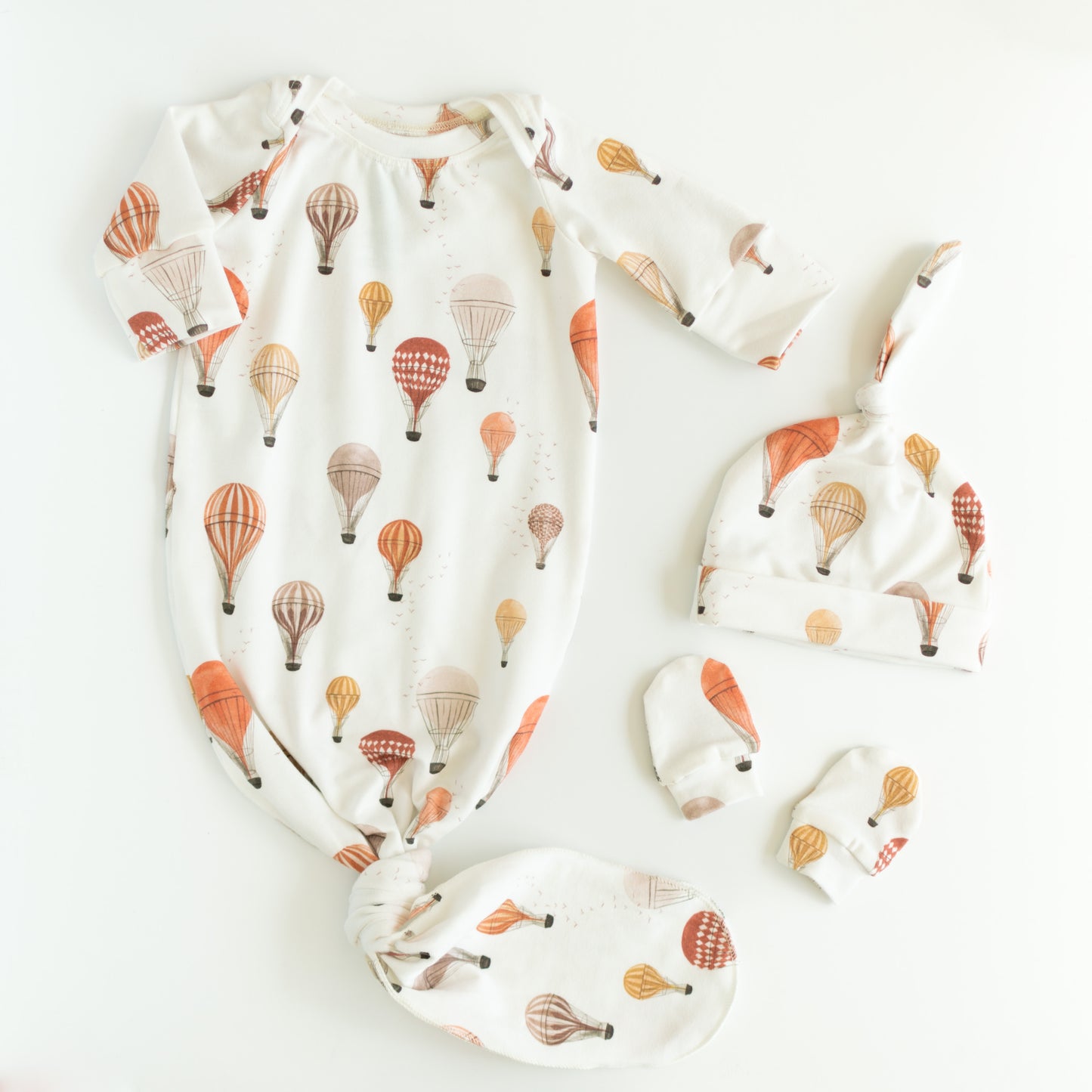Hot Air Balloon Baby Knotted Gown and Hat Set