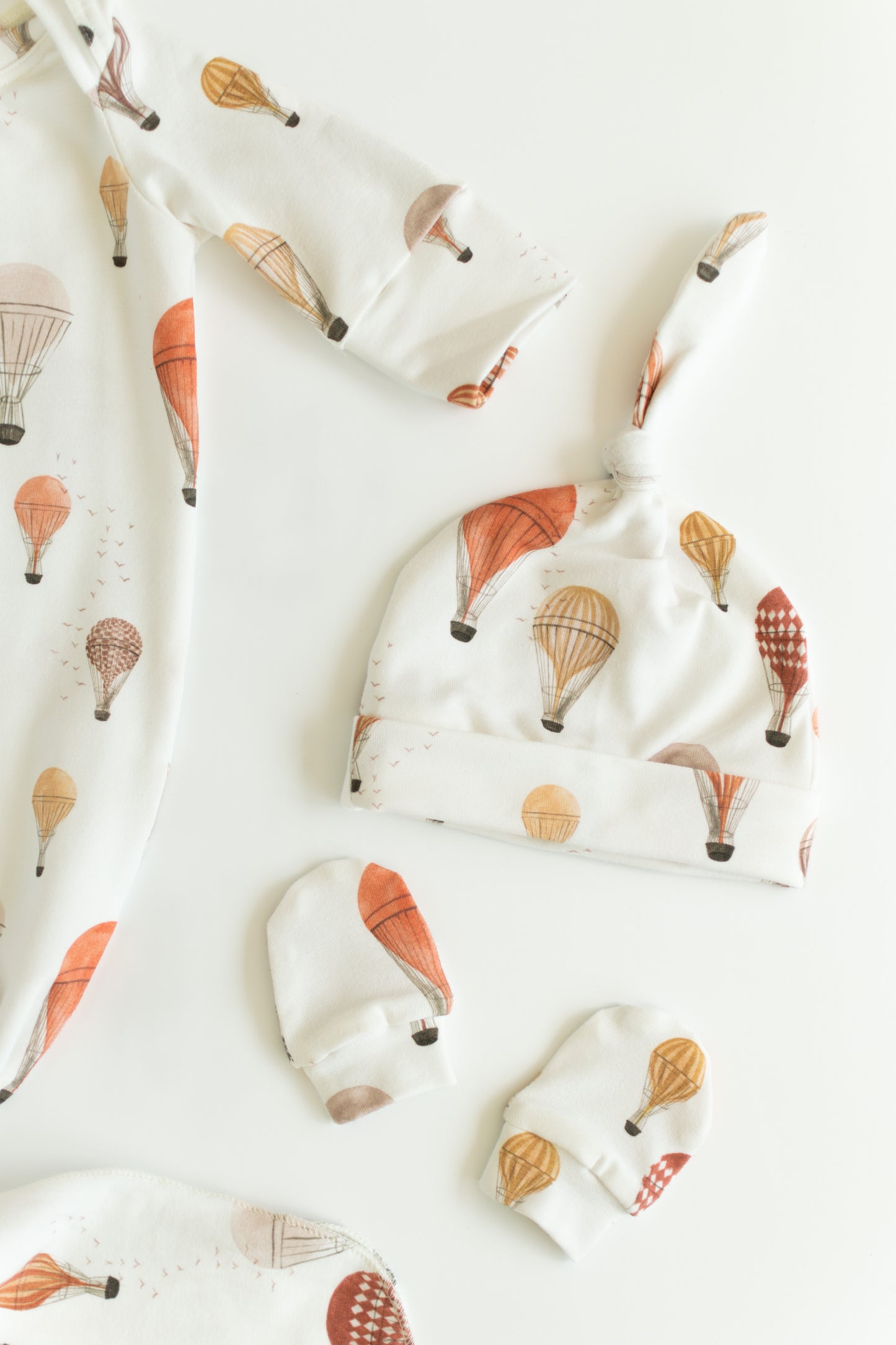 Hot Air Balloon Baby Knotted Gown and Hat Set