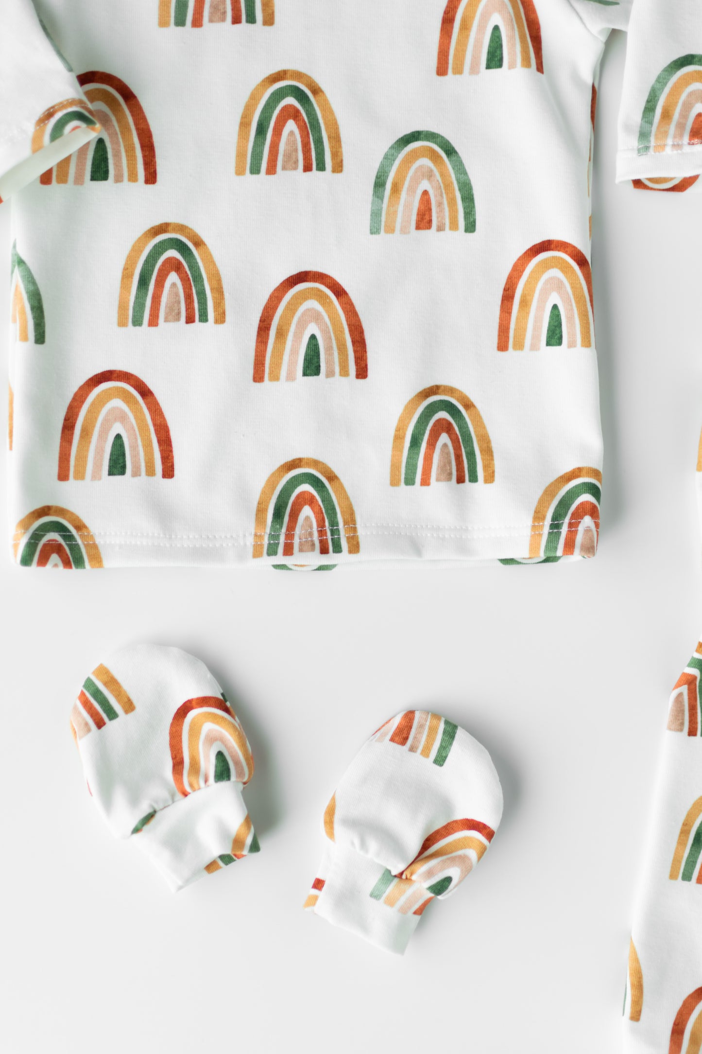 Rainbow Baby Outfit Set Pants Shirt Hat and Mittens