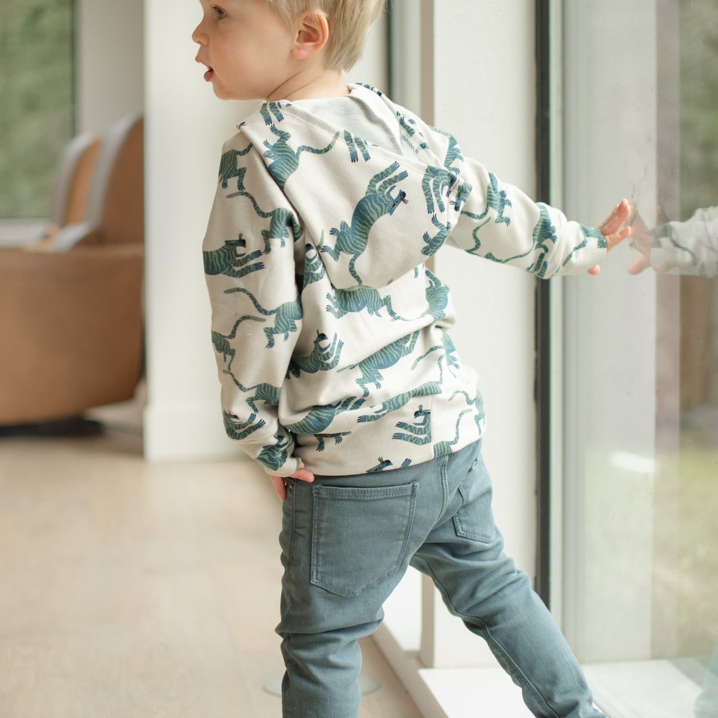 Blue Tiger Print Sweatshirt