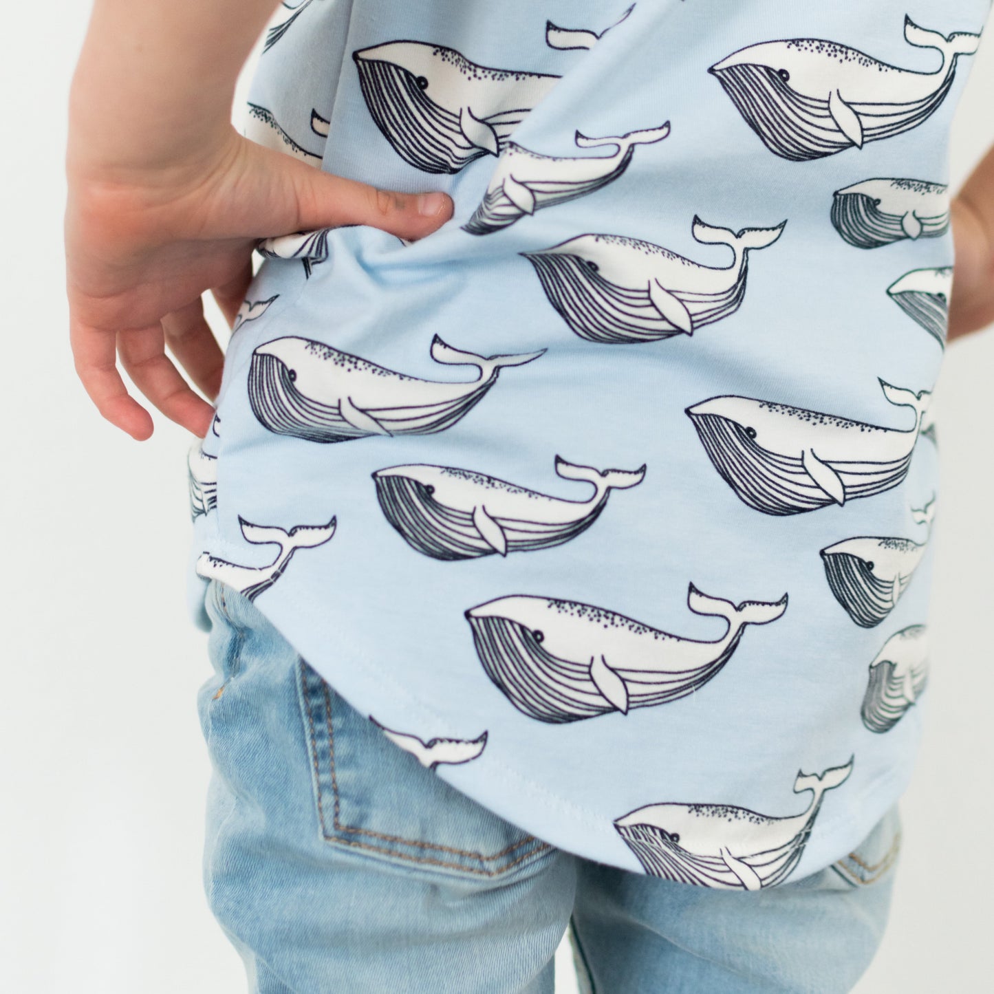 Baby Blue Whale T-shirt Long Length