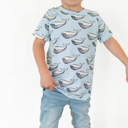 Baby Blue Whale T-shirt Long Length