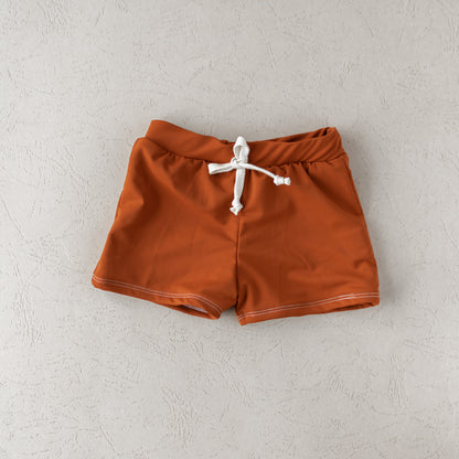 Boy Swim Shorts | European Style Swimwear | Handmade in USA | Rust