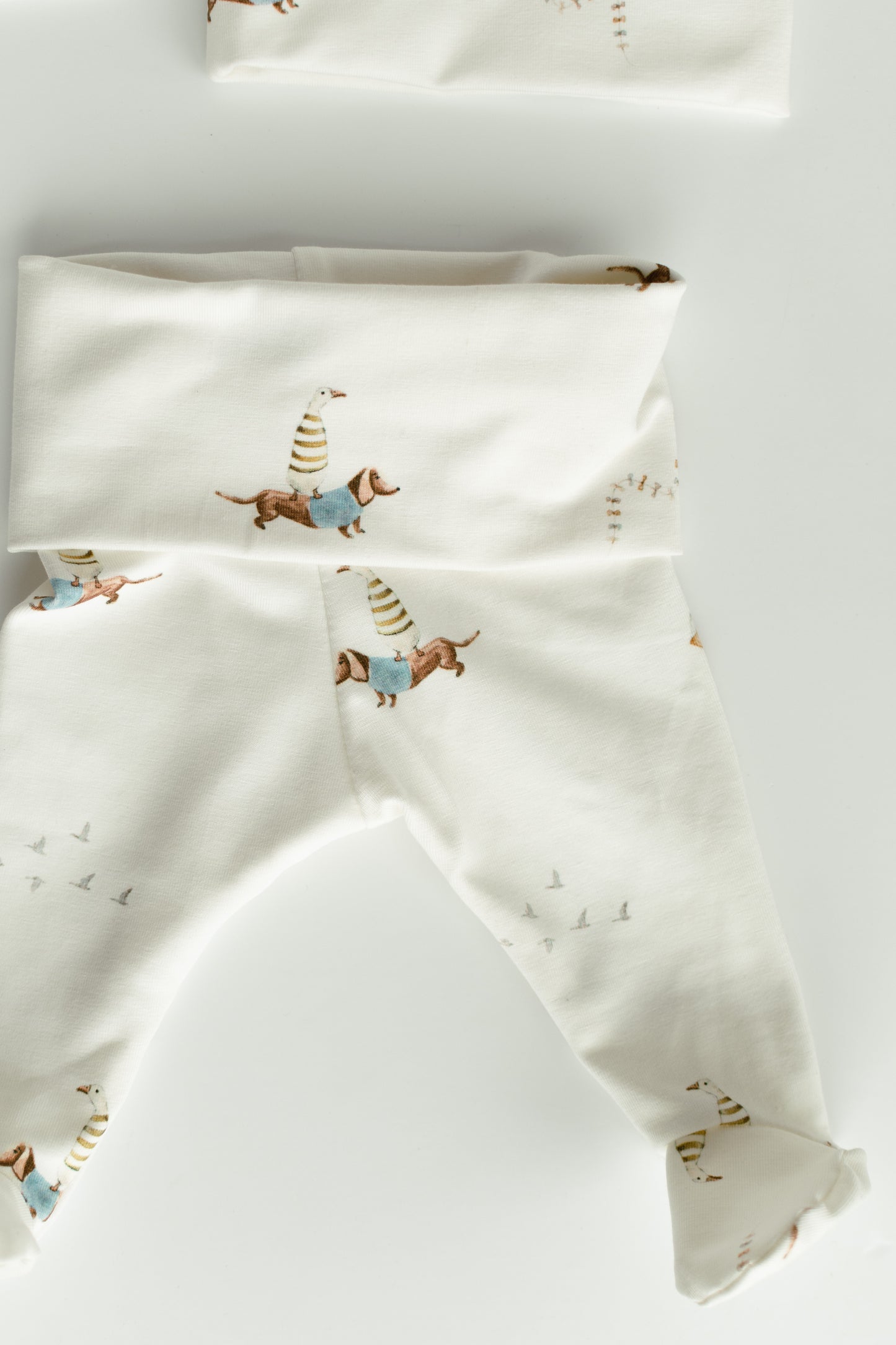 Duck Dachshund Dog Kite Baby Outfit Set Pants Shirt Hat and Mittens