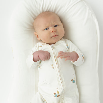 Organic Baby Zip Romper | Long Sleeve One Piece | Handmade in USA | Duck Dachshund Print