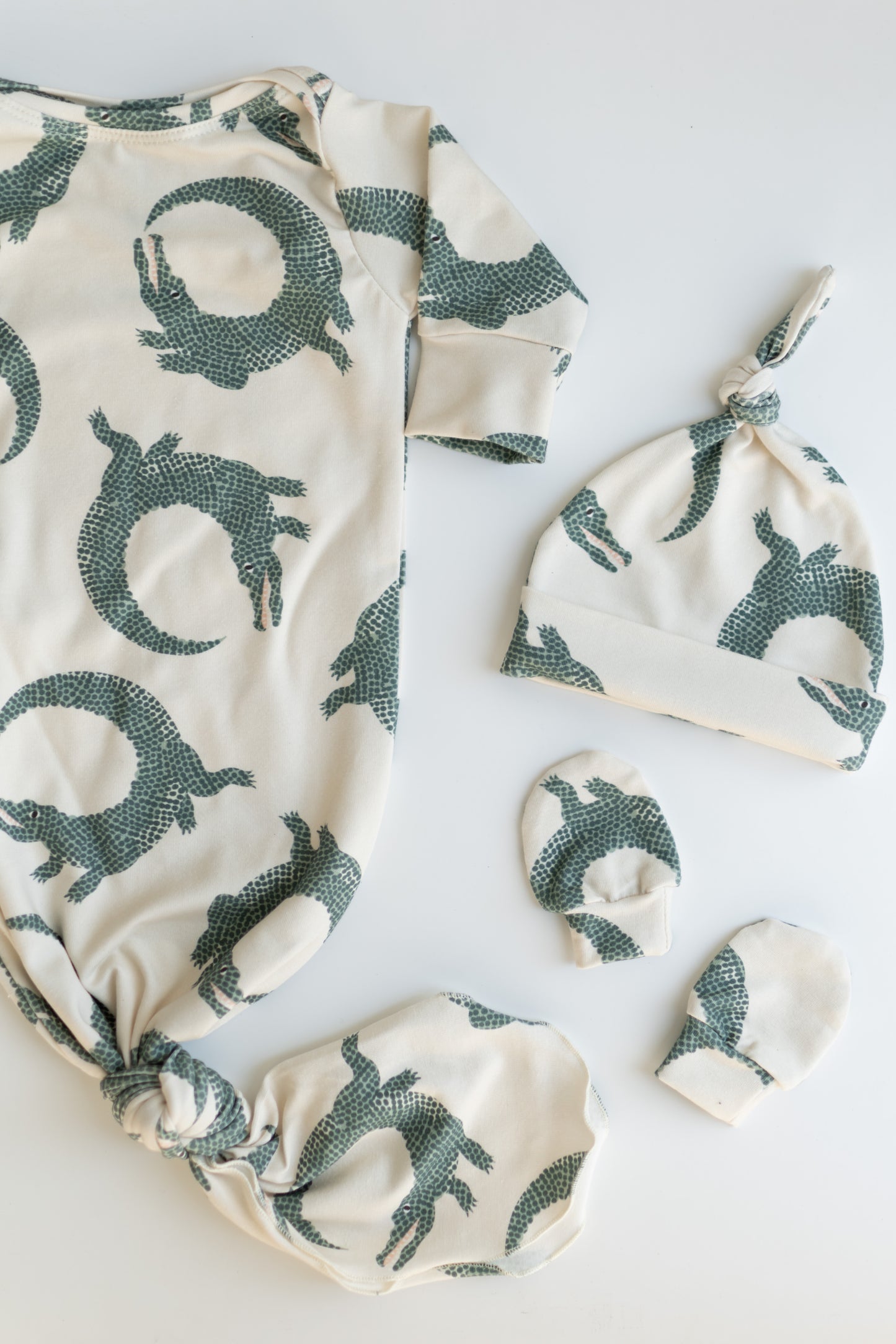 Crocodile Baby Knotted Gown and Hat Set